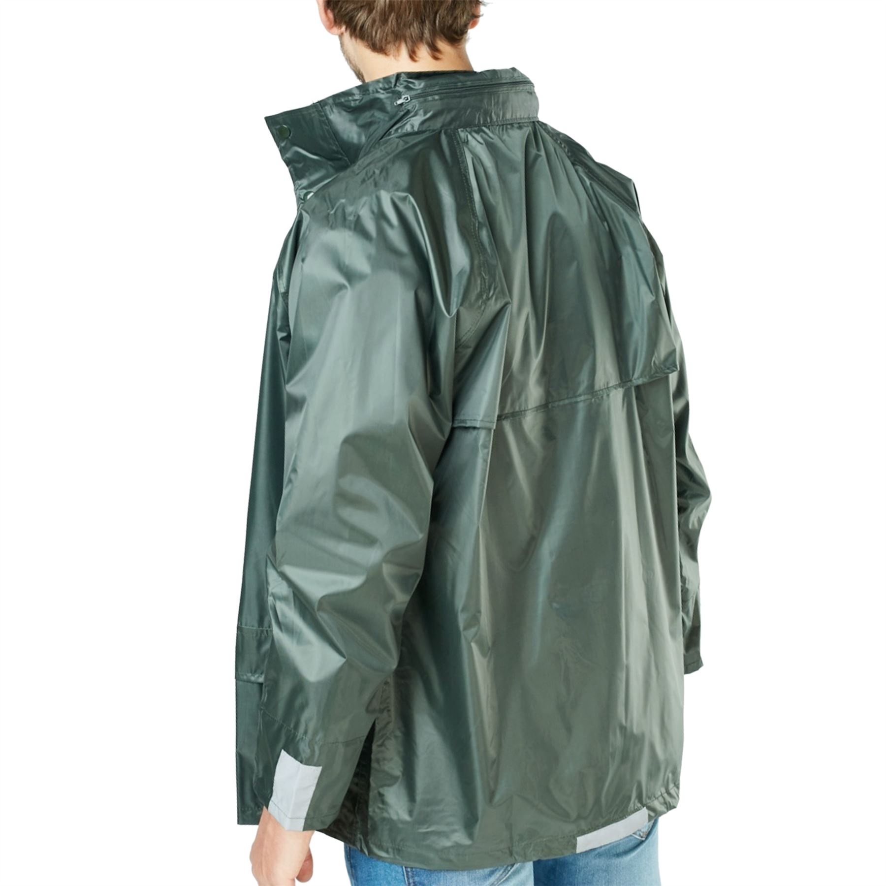 Mens Boys Plain Rain Mac Coat Kagoul Jacket Water Resistant Hooded
