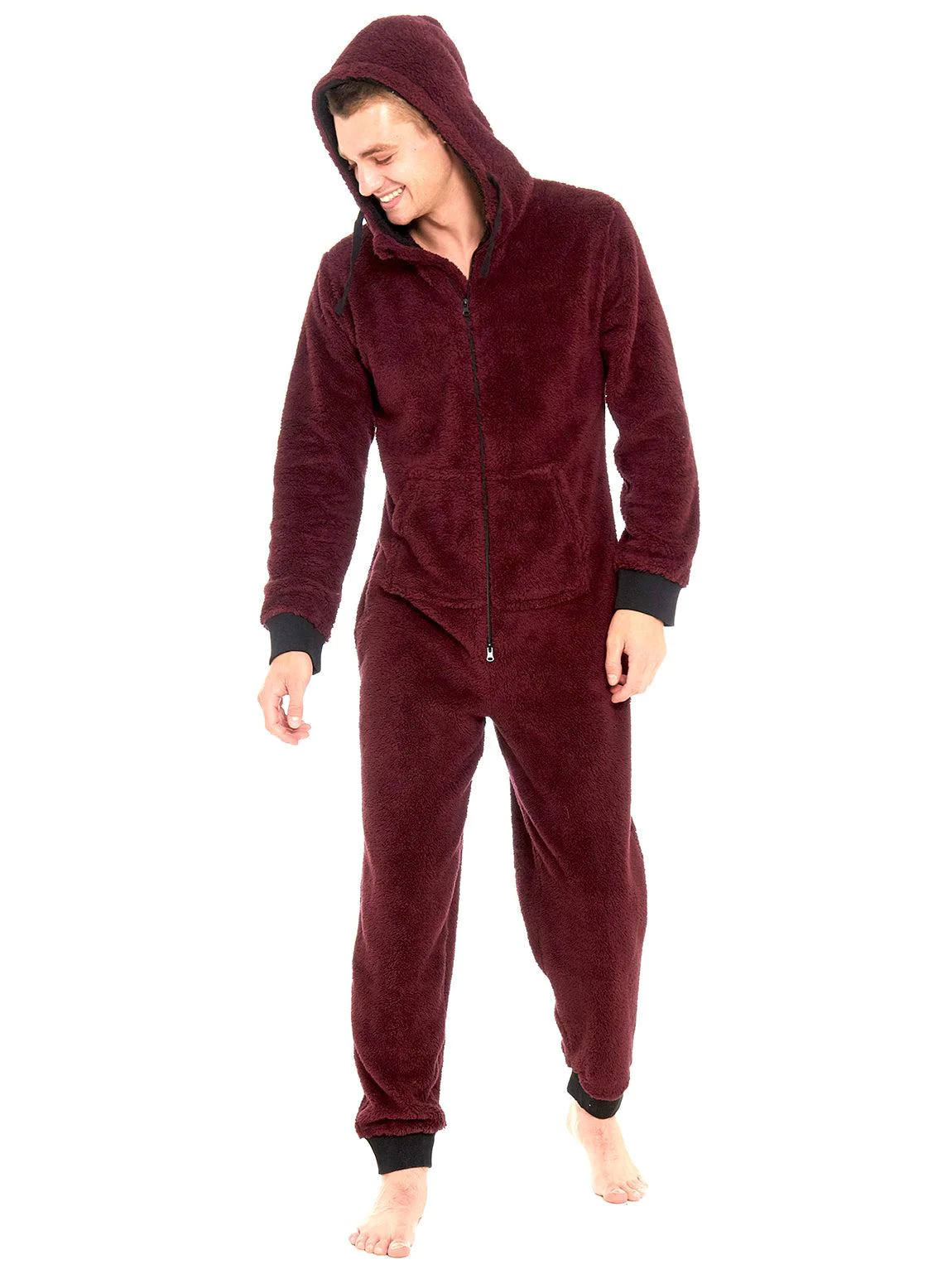 Mens Snuggle Warm Soft Fleece Hooded Zip 1Onesie All In One Jumpsuit Pyjamas UK - Picture 26 of 56