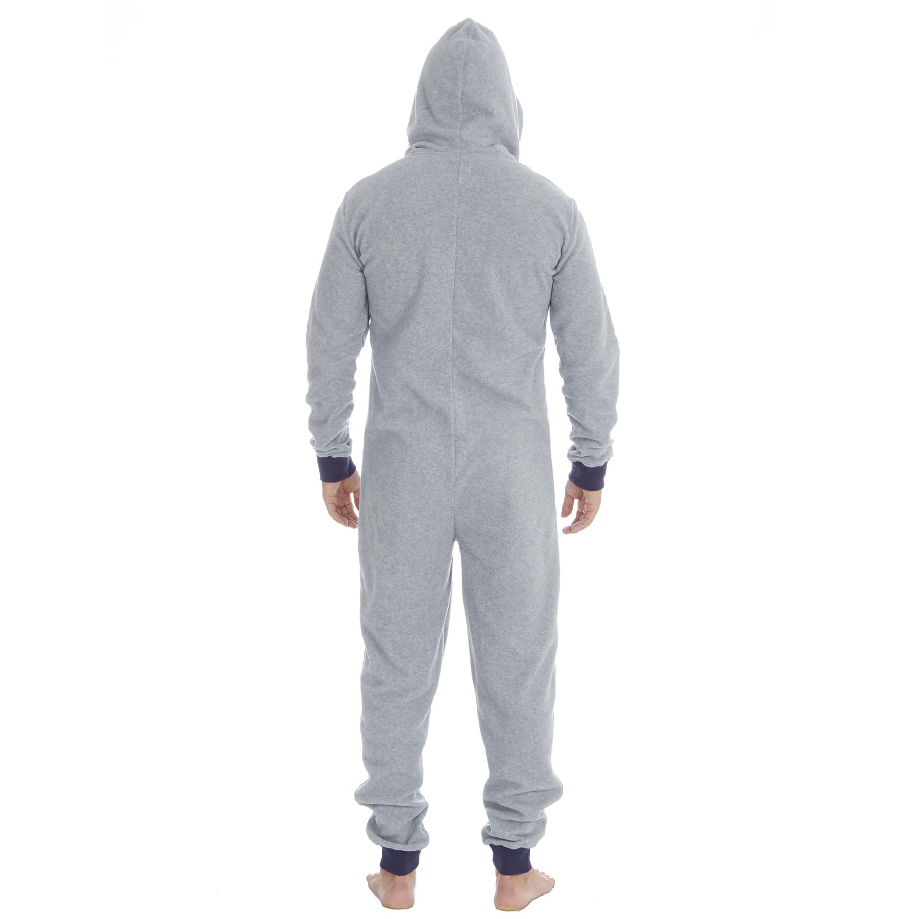 Mens Snuggle Warm Soft Fleece Hooded Zip 1Onesie All In One Jumpsuit Pyjamas UK - Picture 32 of 56