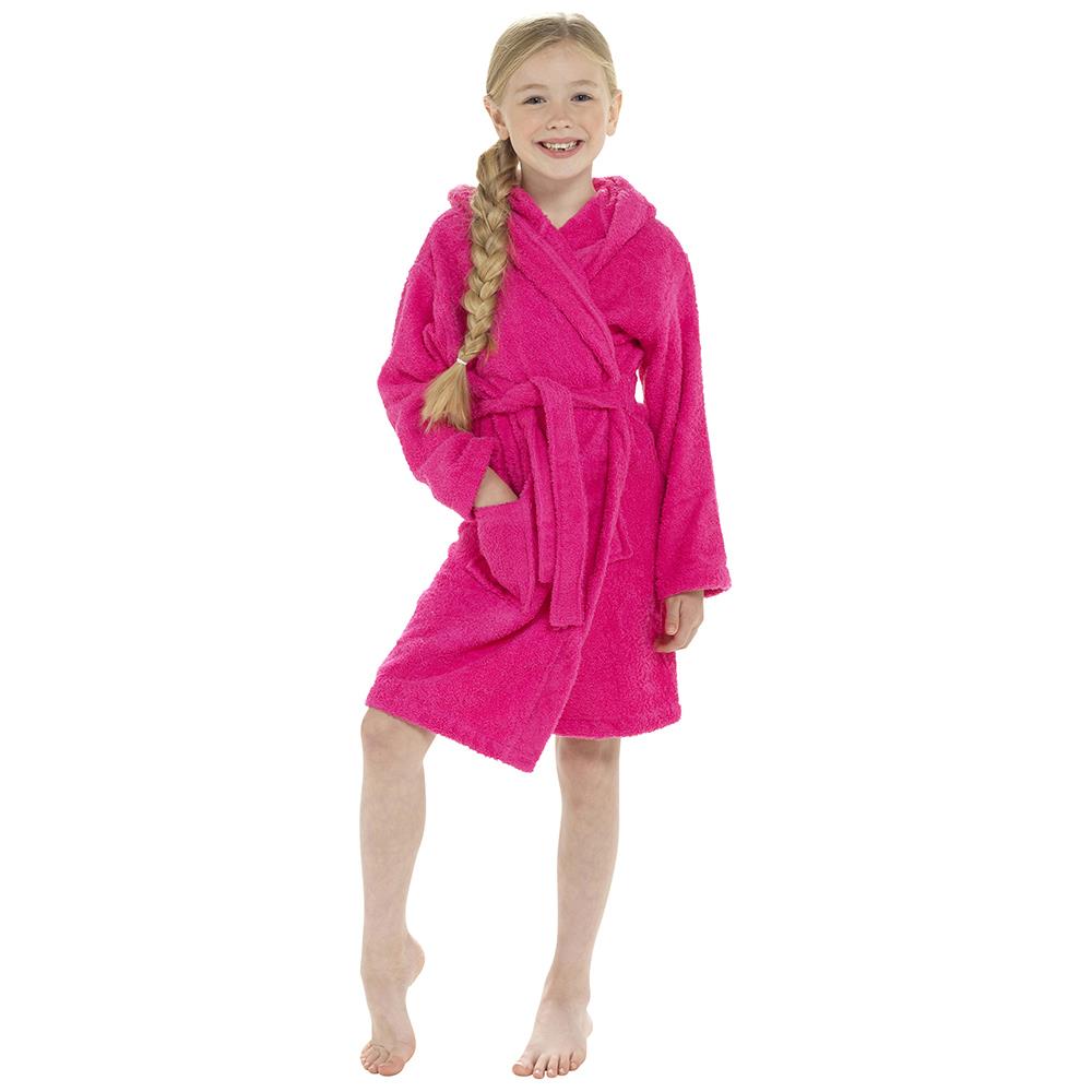 Kids Boys Girls Terry Towelling Soft Dressing Gown Bath Robes 100 Cotton Hooded eBay