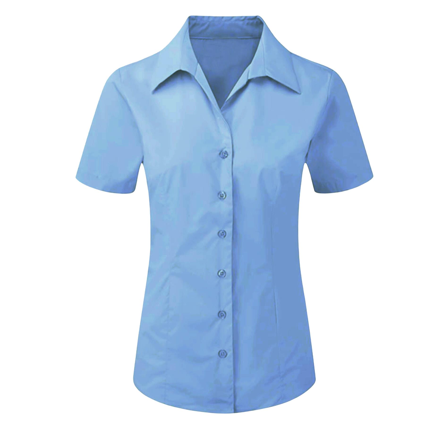 Ladies Womens Short Sleeve Blouses Office Shirts Work Formal Smart Top Size 8-26 - Picture 39 of 44