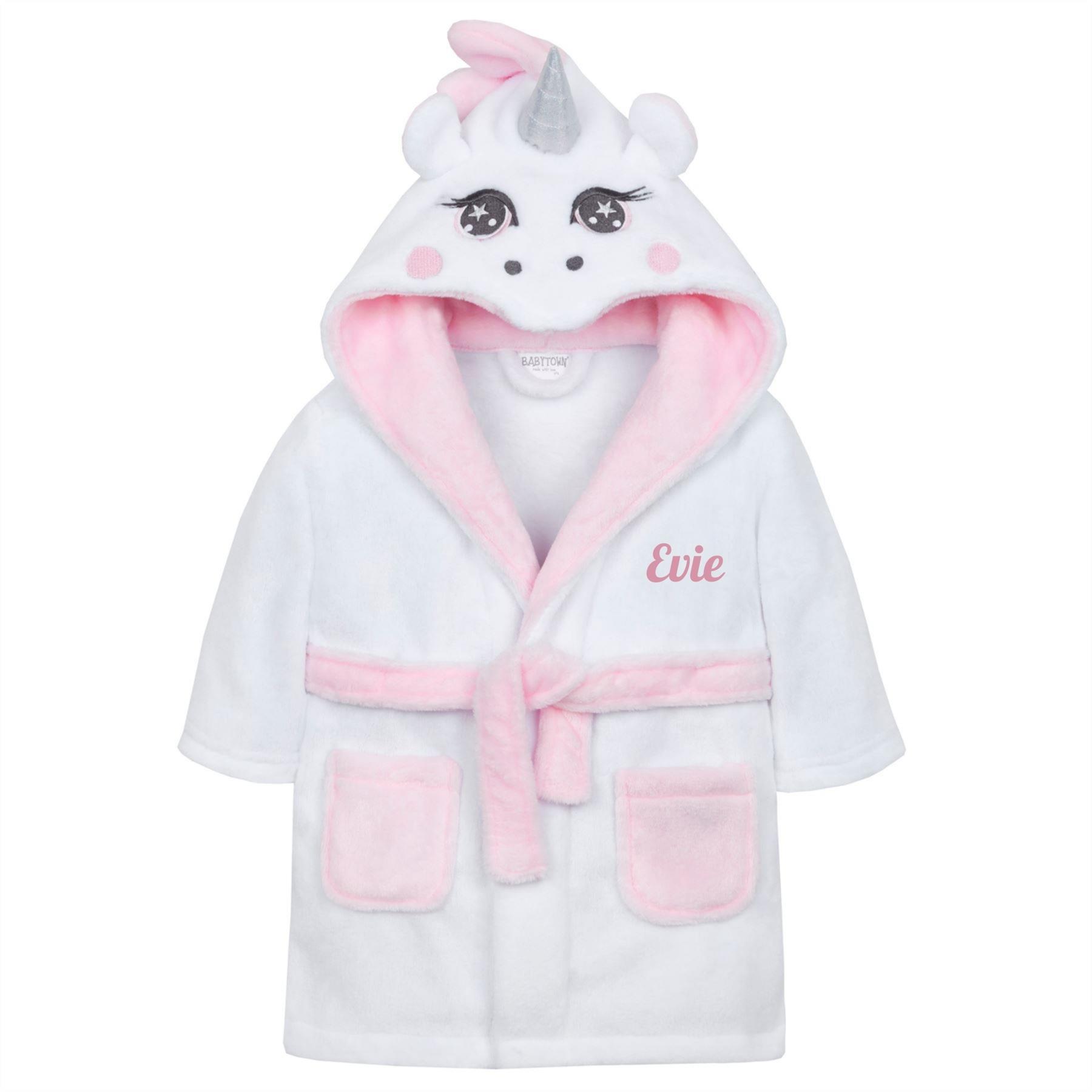 Personalised Baby Girls Robe Soft Fleece Blanket Unicorn Gift Set