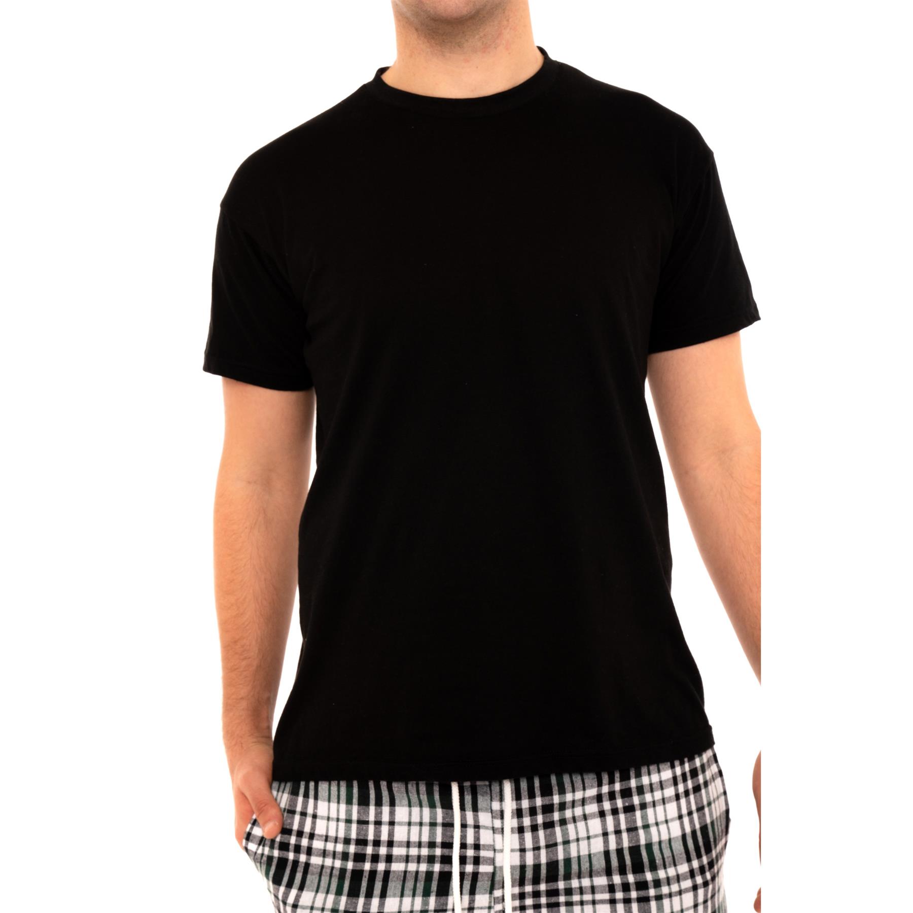 Mens Woven Pyjamas Cotton PJ Set Short Sleeve Crew Lounge Top Soft Check Shorts - Picture 12 of 34