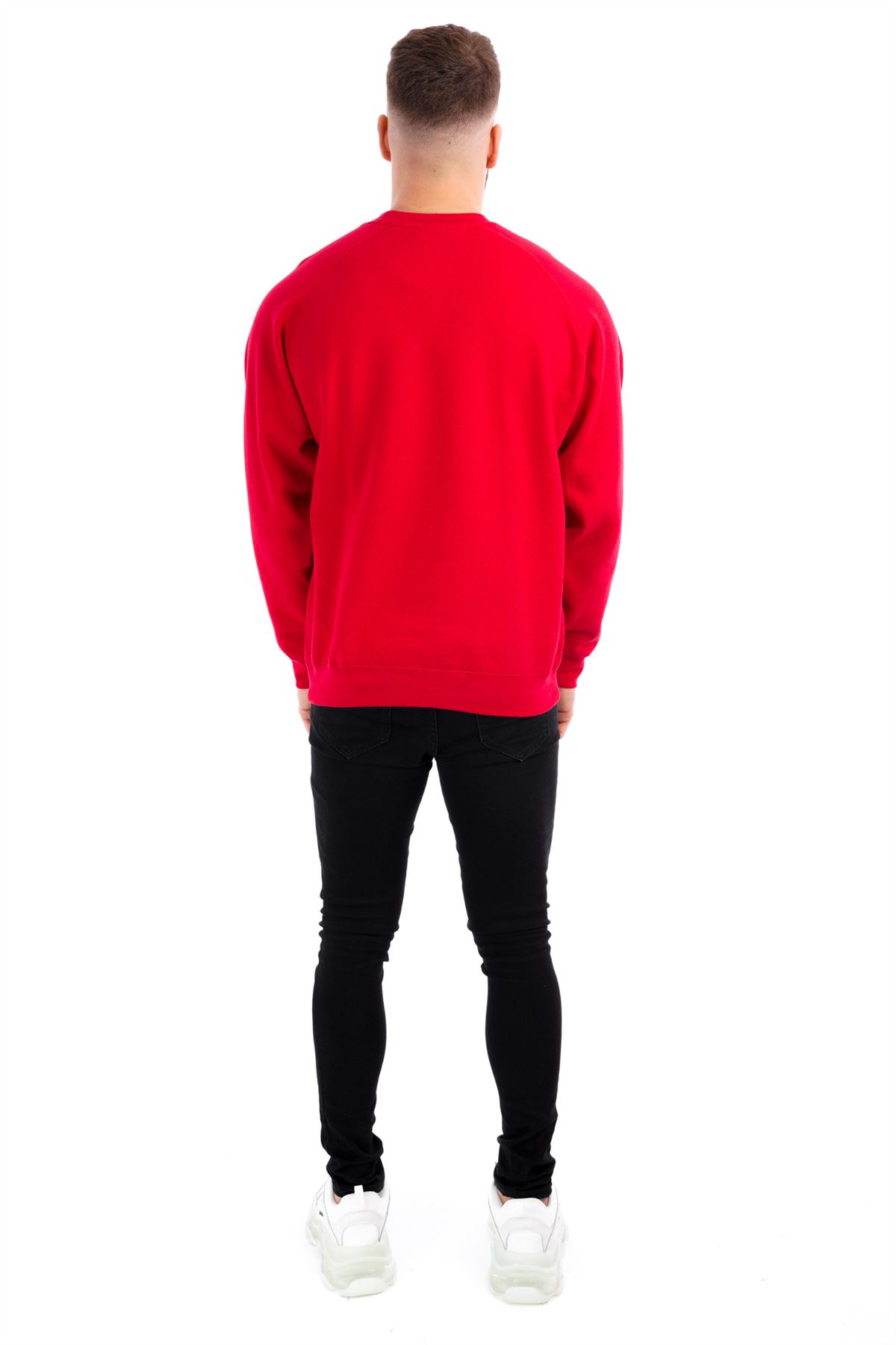 Mens Sweatshirt Brushed Fleece Top Pullover Plain Top Jumper Sweater