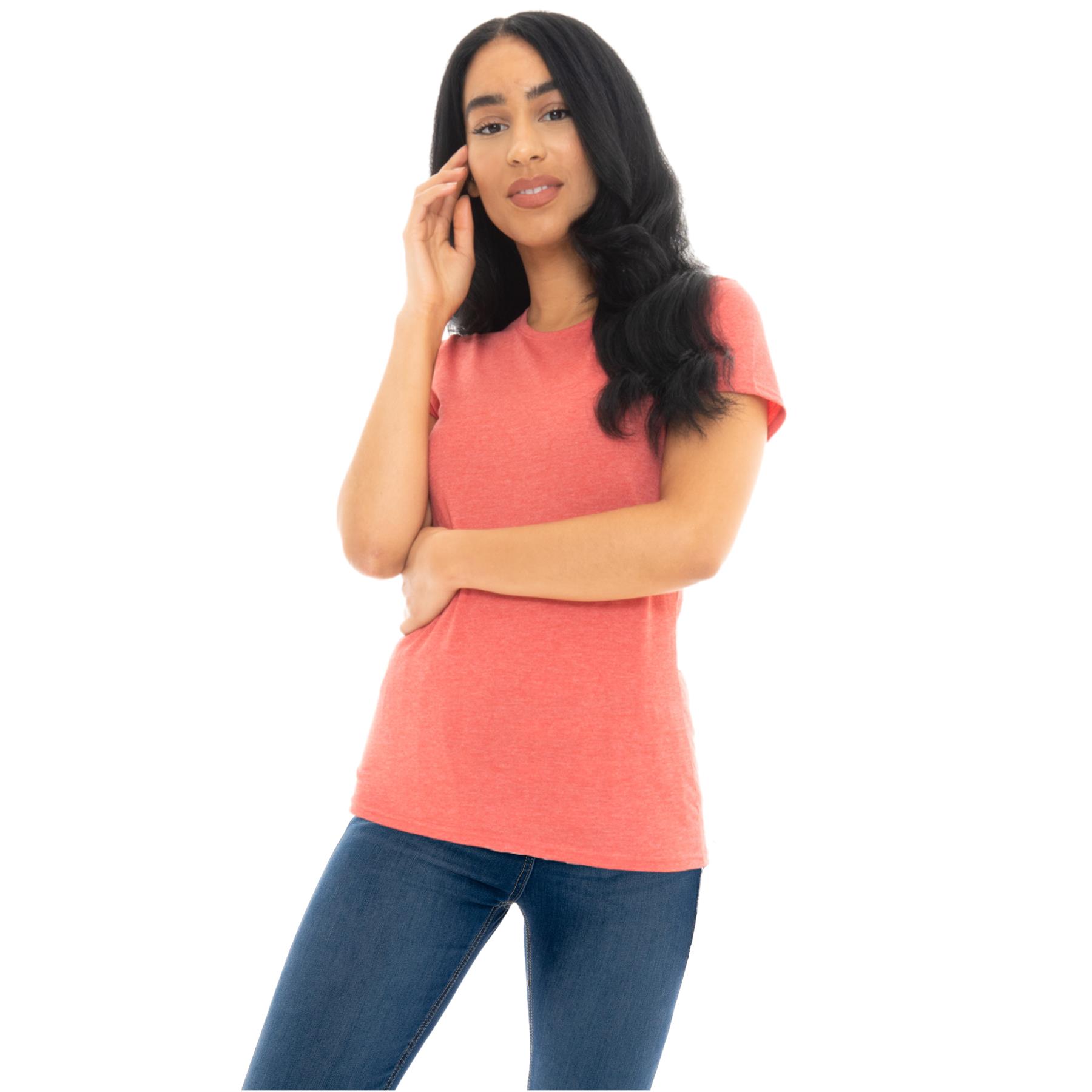 Womens Ladies Fit Plain Polycotton Casual Short Sleeve Crew Neck Tee T-Shirt Top - Picture 3 of 8