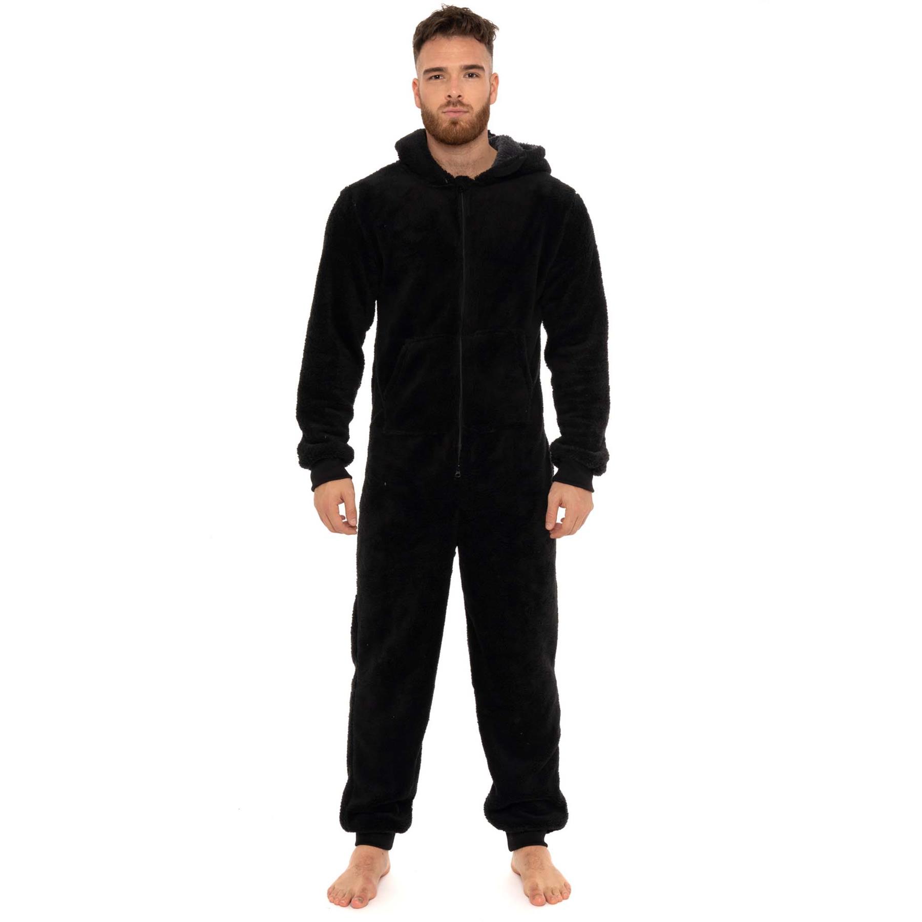 Mens Snuggle Warm Soft Fleece Hooded Zip 1Onesie All In One Jumpsuit Pyjamas UK - Picture 7 of 56