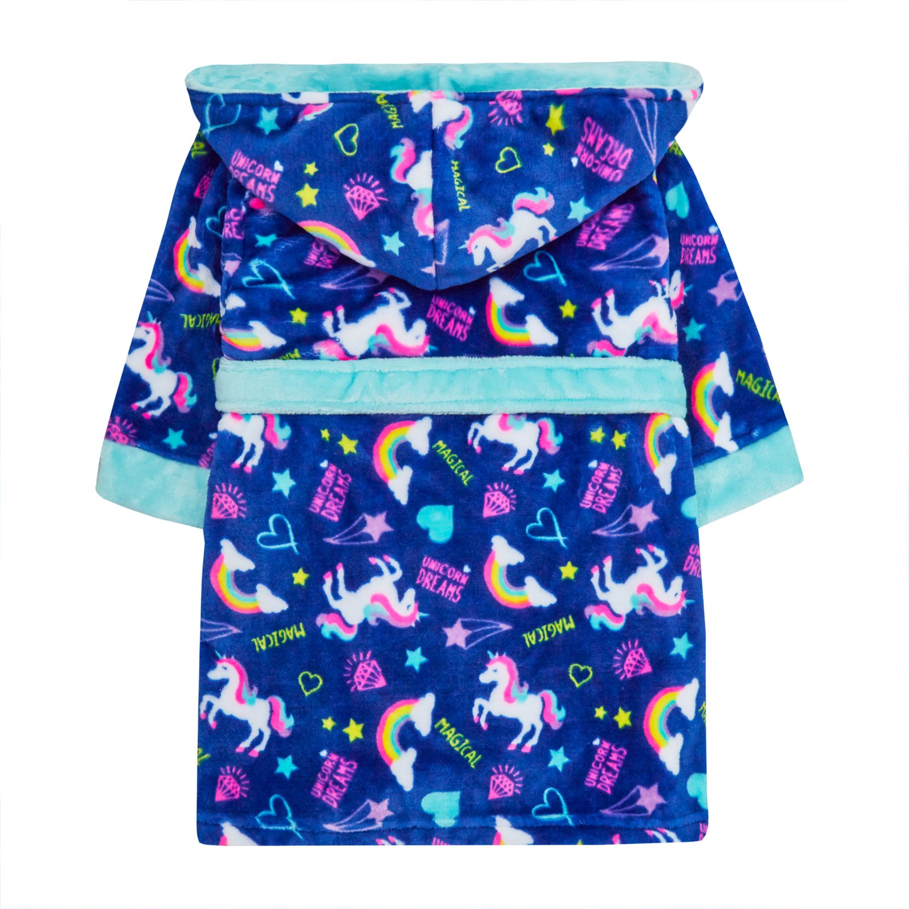 Girls Kids Plush Fleece Unicorn Dressing Gown Hooded Robe Sleepwear