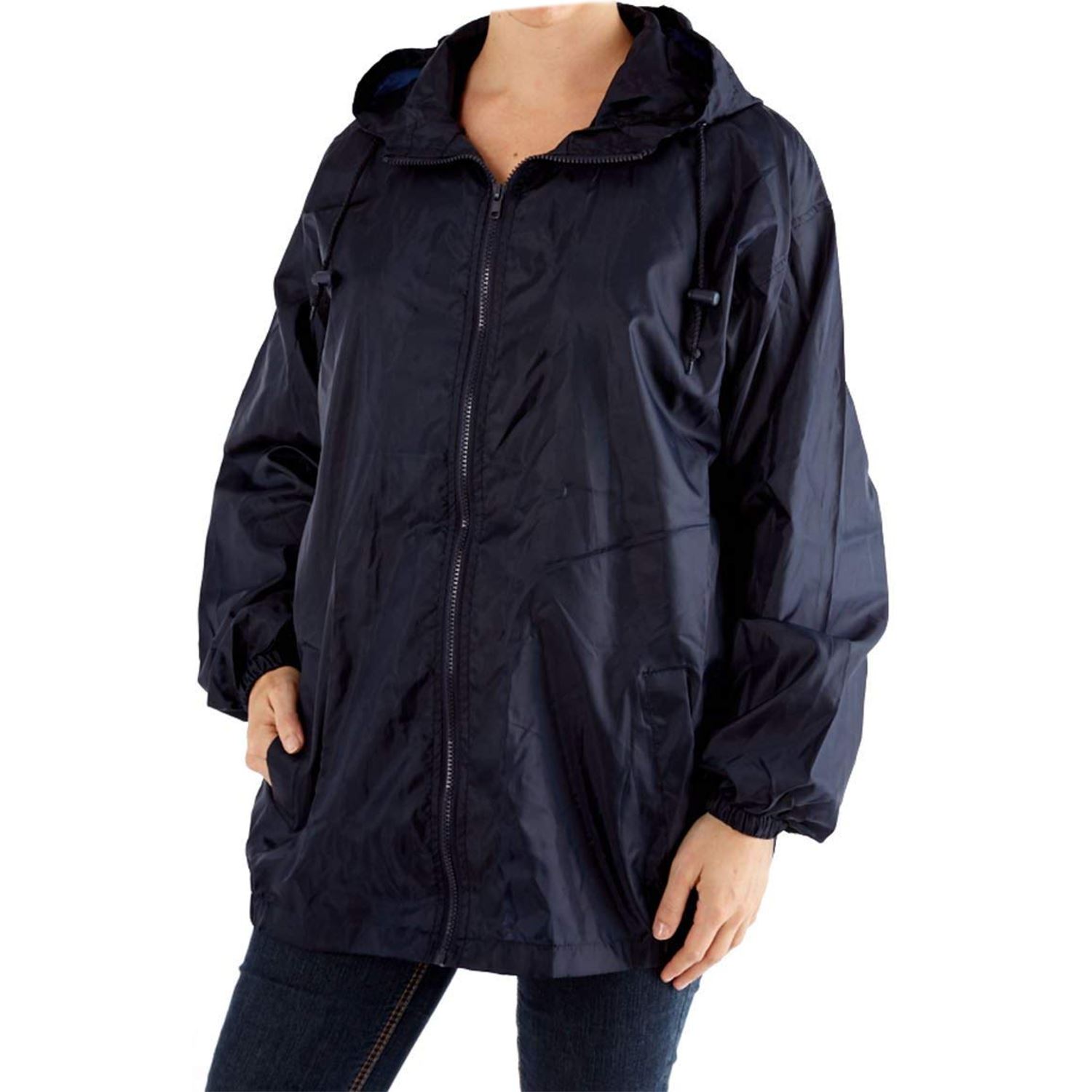 Unisex Adults Plain Rain Coat Mac Kagoul Jacket Shower Proof Hooded Cagoul UK - Picture 22 of 29