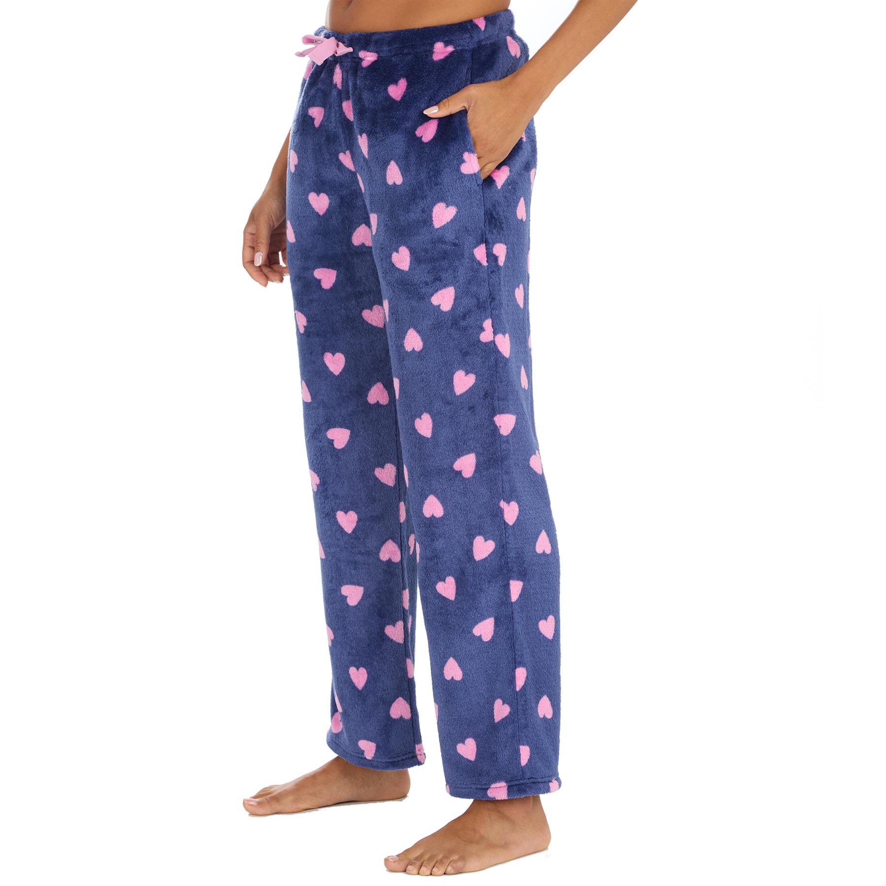 Ladies Pyjama Bottoms Lounge Pj Pants Check Heart Soft Warm Pockets Elasticated - Picture 18 of 18