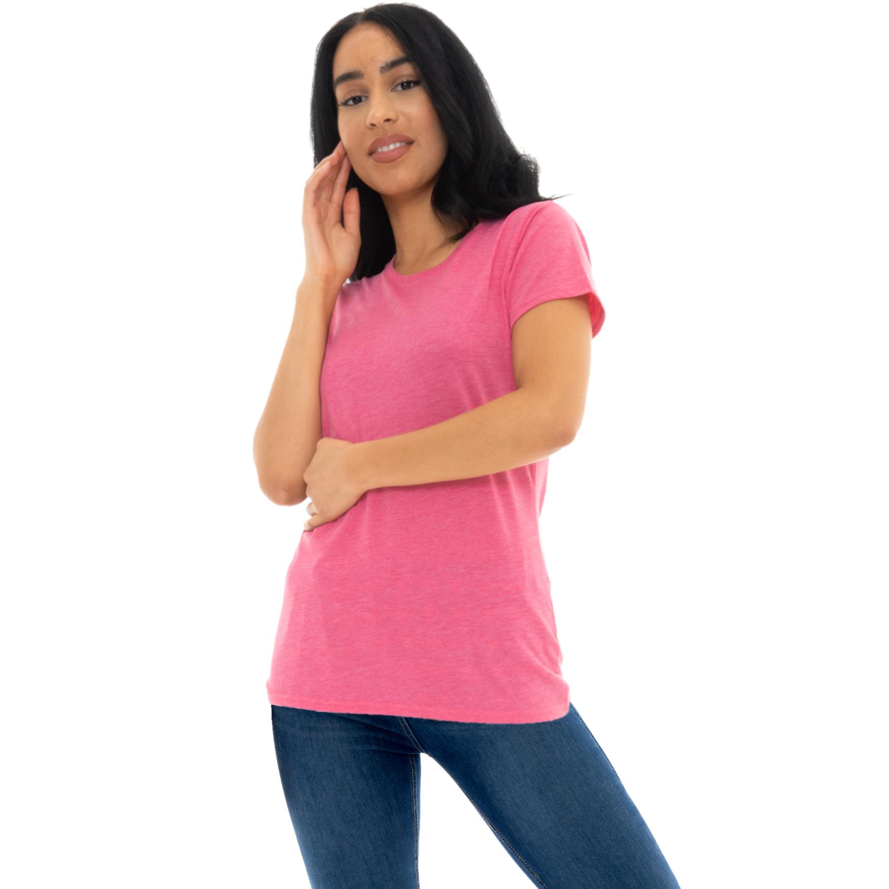 Womens Ladies Fit Plain Polycotton Casual Short Sleeve Crew Neck Tee T-Shirt Top - Picture 6 of 8