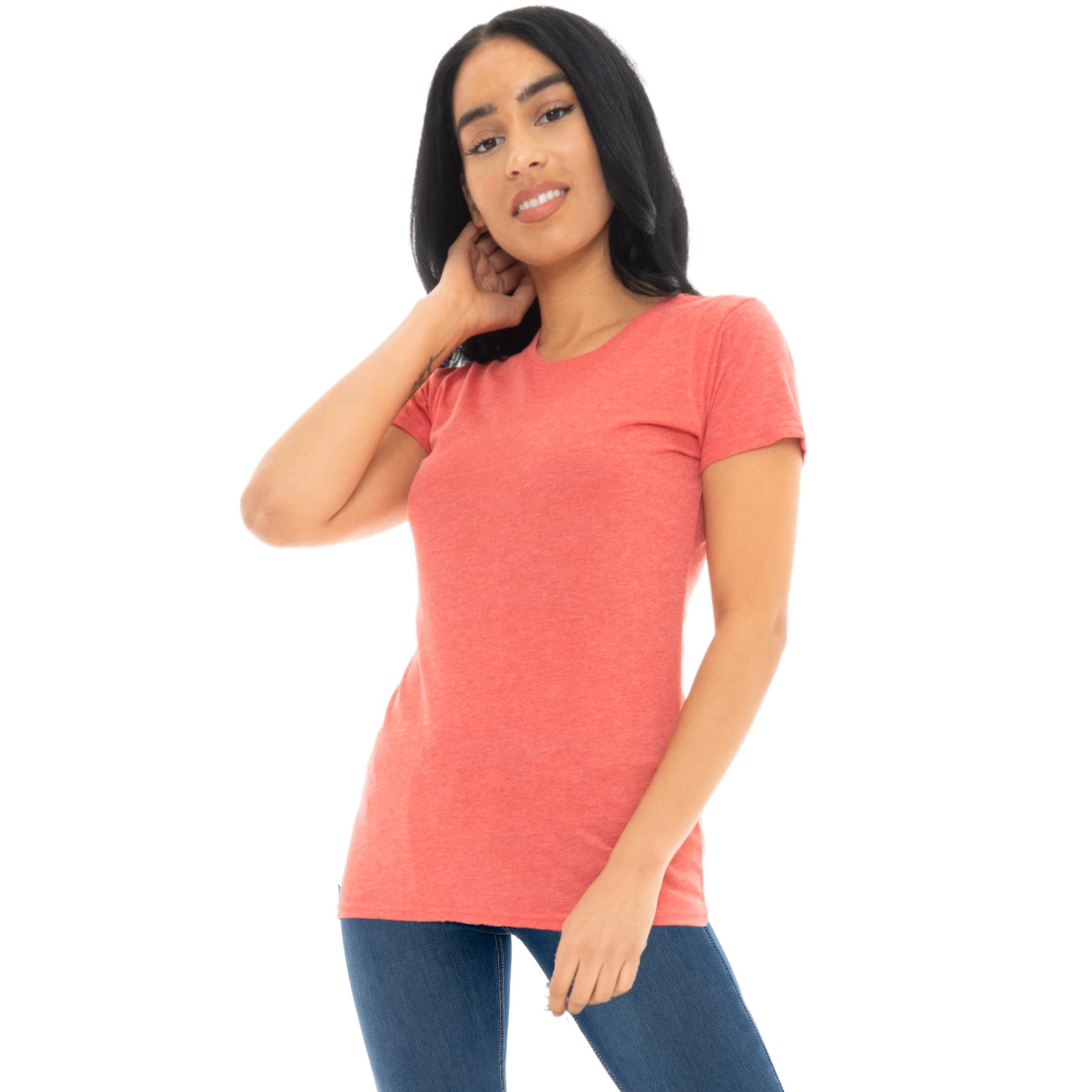 Womens Ladies Fit Plain Polycotton Casual Short Sleeve Crew Neck Tee T-Shirt Top - Picture 4 of 8