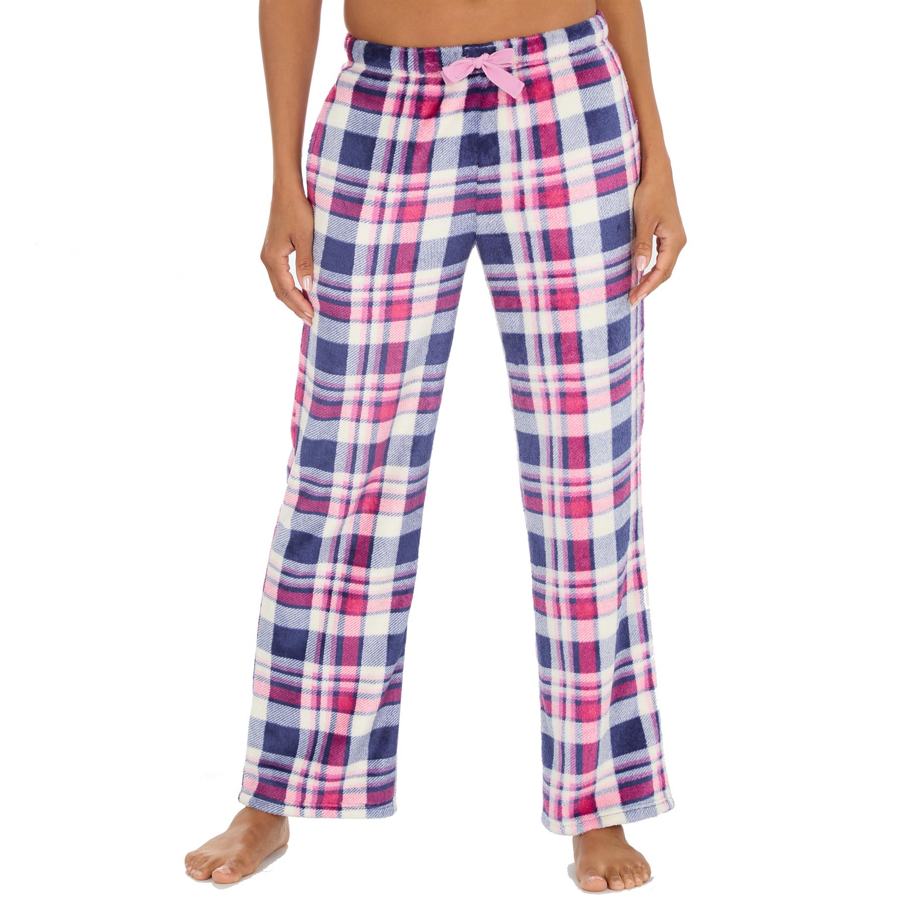 Ladies Pyjama Bottoms Lounge Pj Pants Check Heart Soft Warm Pockets Elasticated - Picture 10 of 18