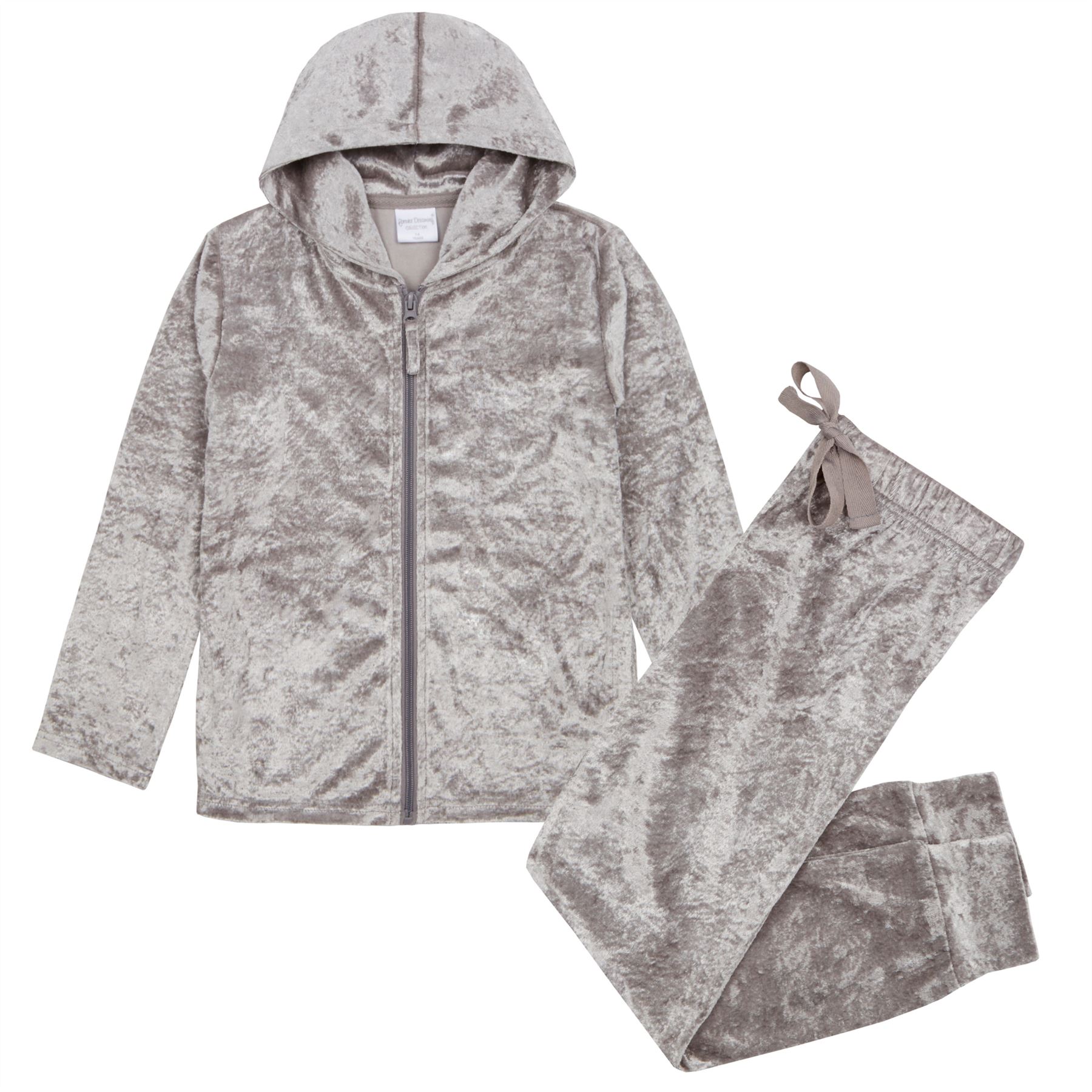NEW Girls Kids Crushed Velvet Tracksuit Velour Soft Loungewear Sleep PJs Pyjamas - Picture 15 of 19