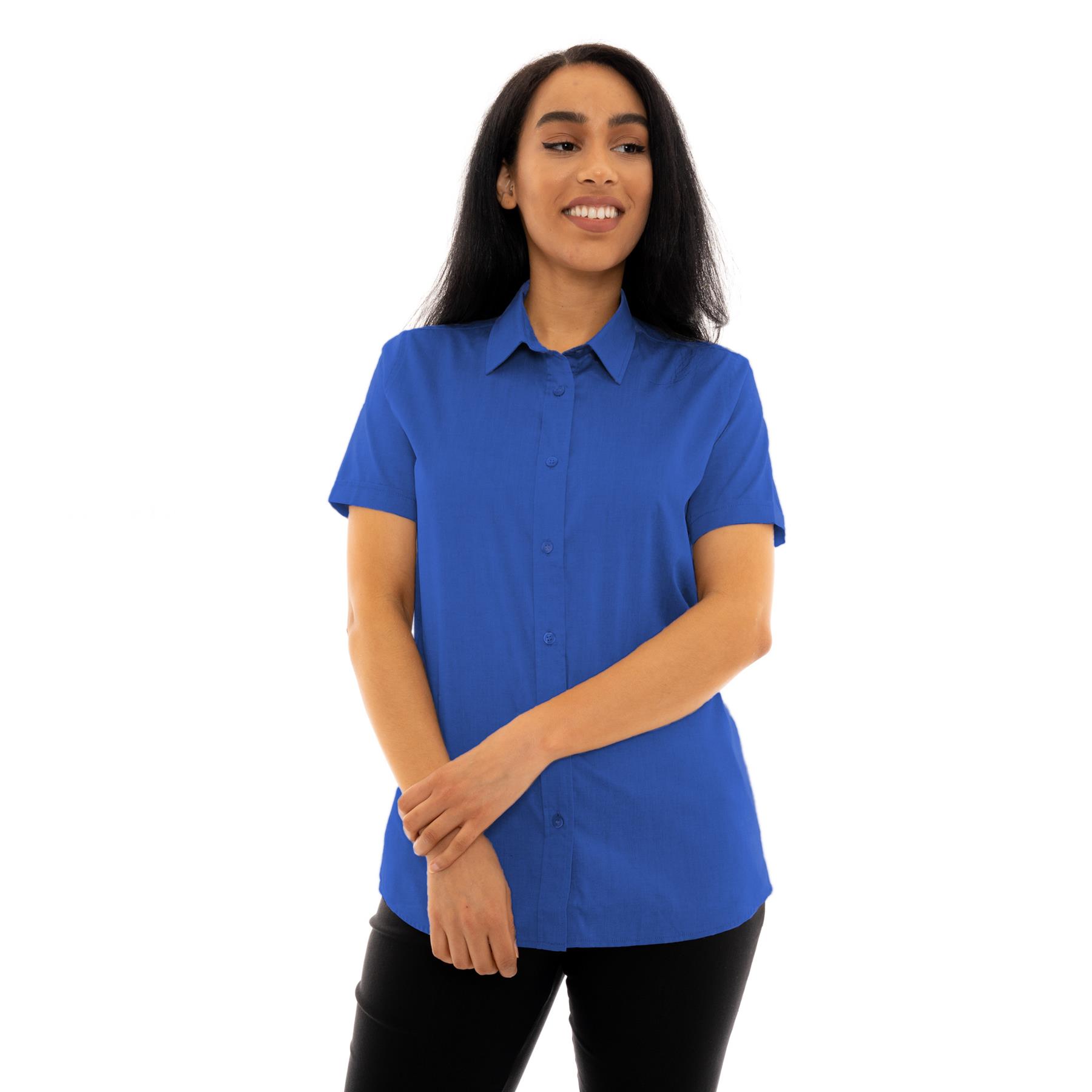 Ladies Womens Short Sleeve Blouses Office Shirts Work Formal Smart Top Size 8-26 - Picture 16 of 44