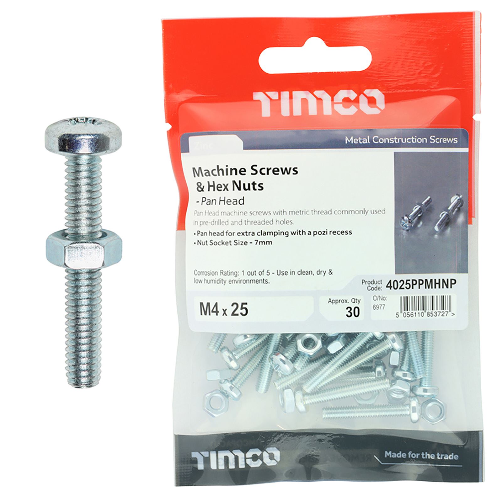 TIMCO Maschinenschrauben Linsenkopf mit Sechskantmutter Zink Pozi Kopf M4 M5 M6 - Bild 5 von 11