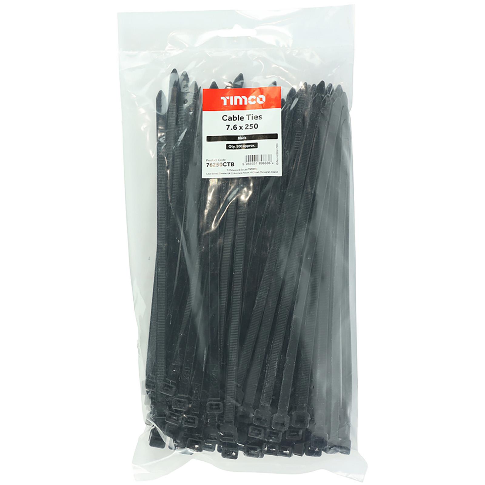 TIMCO Kabelbinder Zip Tie Wraps schwarz Kunststoff versch. Größen wählbar Länge - Bild 11 von 16
