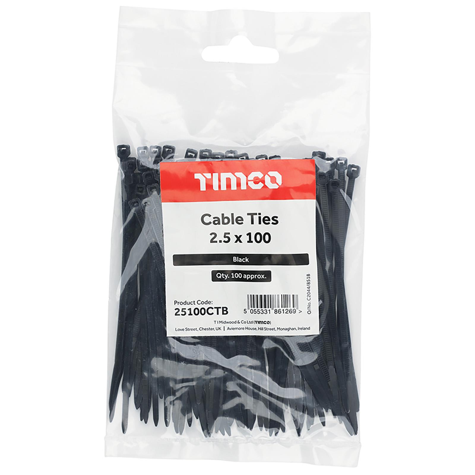 TIMCO Kabelbinder Zip Tie Wraps schwarz Kunststoff versch. Größen wählbar Länge - Bild 2 von 16