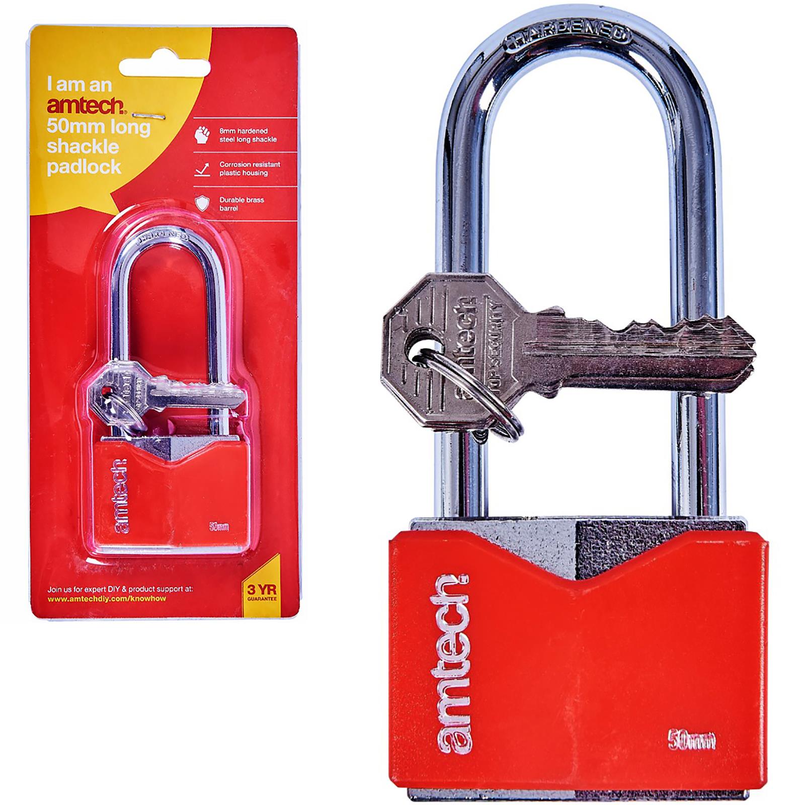 Amtech Long Shackle Padlock Rhombic Chrome Plated 40-50mm Anti-Pick - Picture 9 of 14