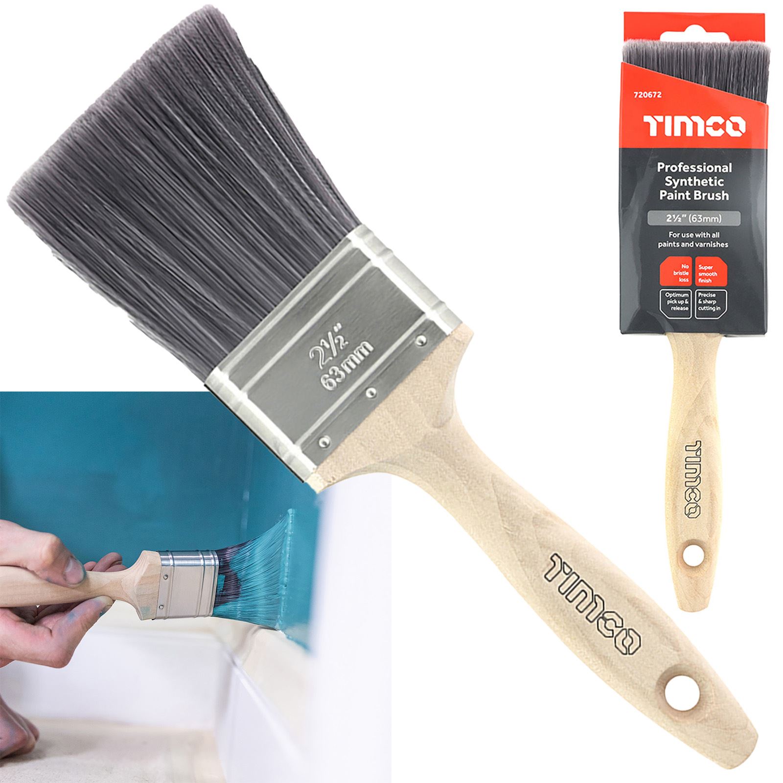 TIMCO Paint Brushes Professional Synthetic Decorating Brush 25-63mm Choose Size - Picture 6 of 6