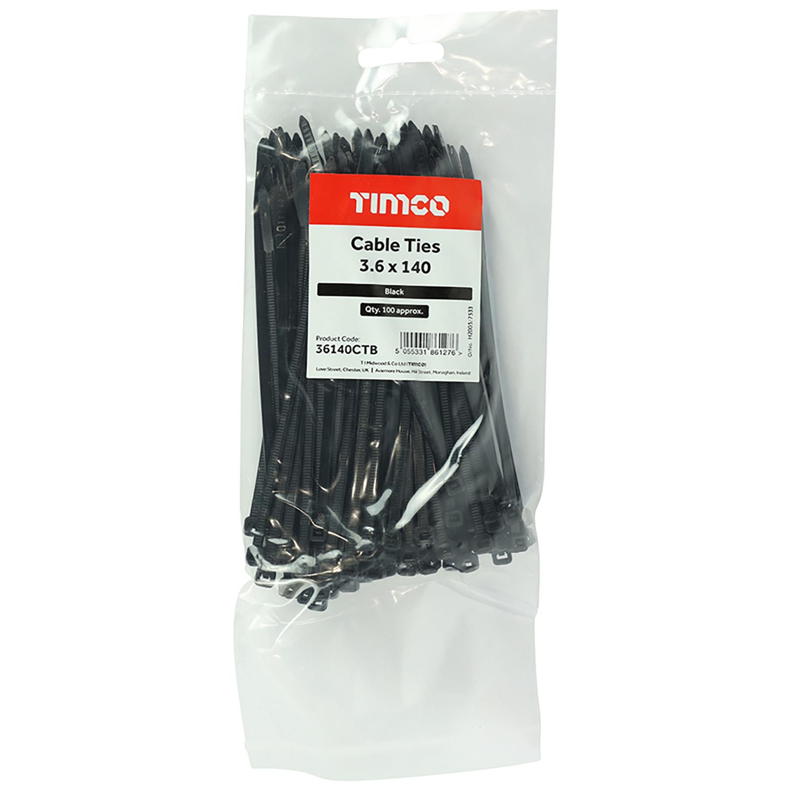 TIMCO Kabelbinder Zip Tie Wraps schwarz Kunststoff versch. Größen wählbar Länge - Bild 3 von 16