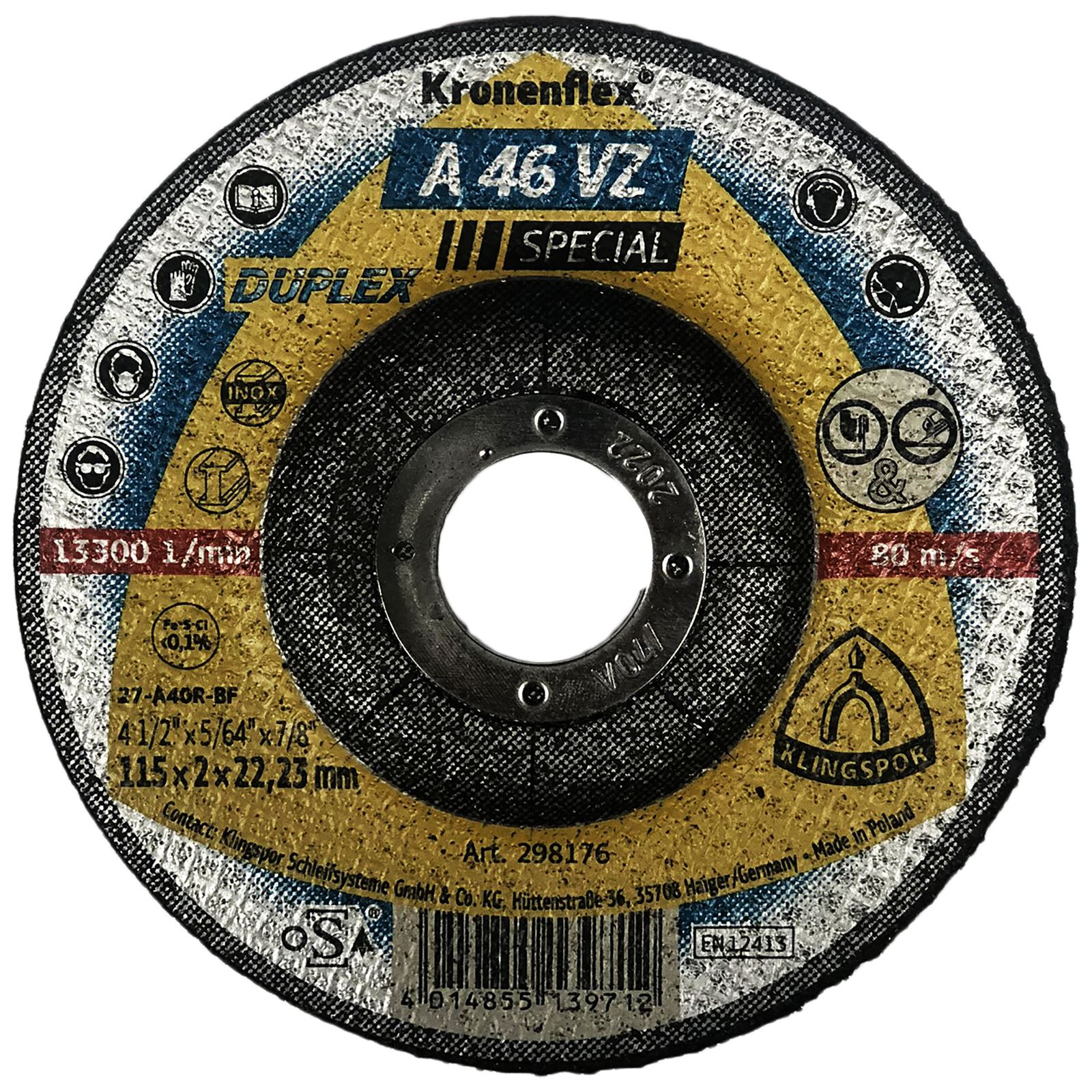 Klingspor A46VZ Special 115mm 125mm Duplex Cutting and Grinding Discs