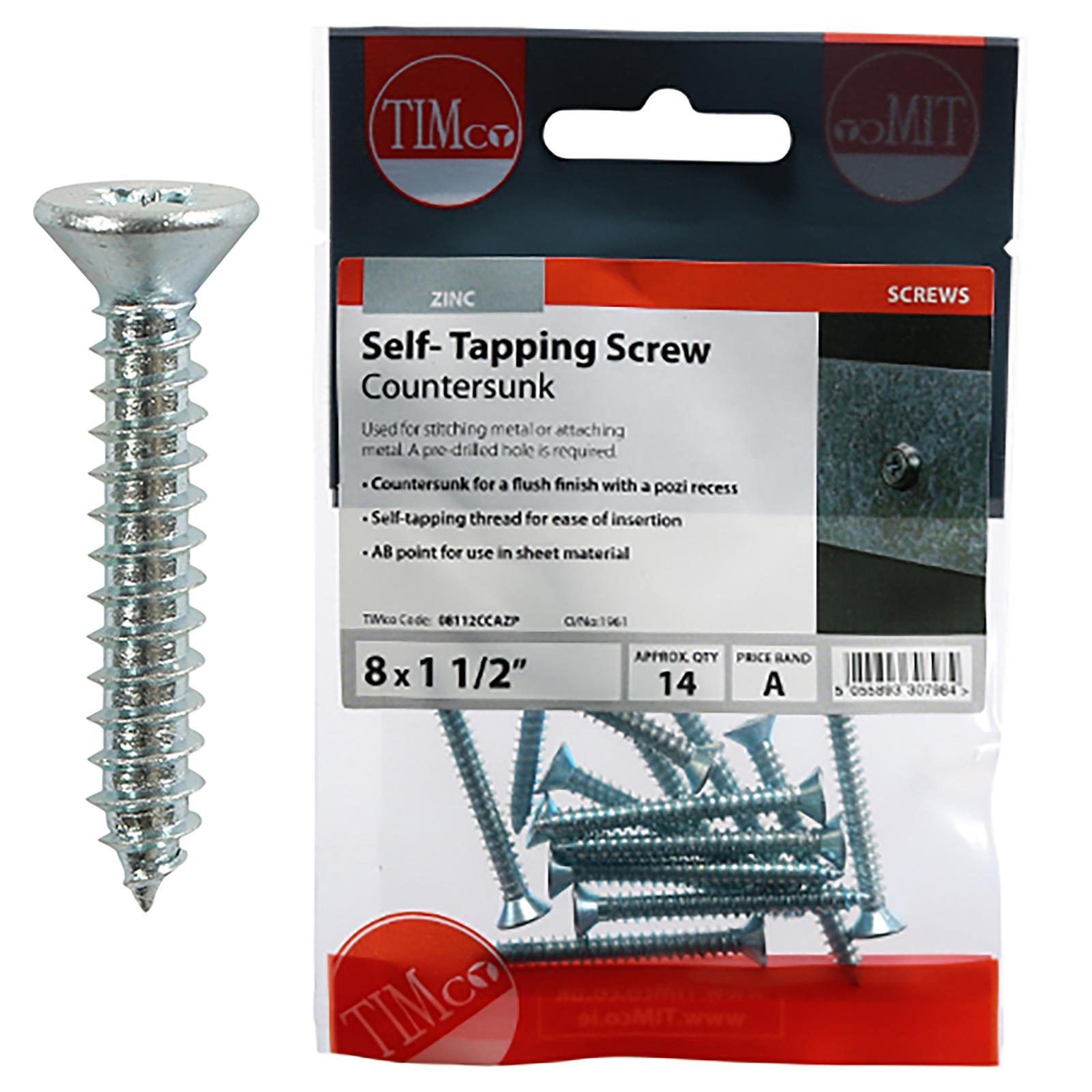 TIMCO Self Tapping Drilling Screws Zinc Metal Countersunk Head Tappers Pozi - Picture 15 of 24