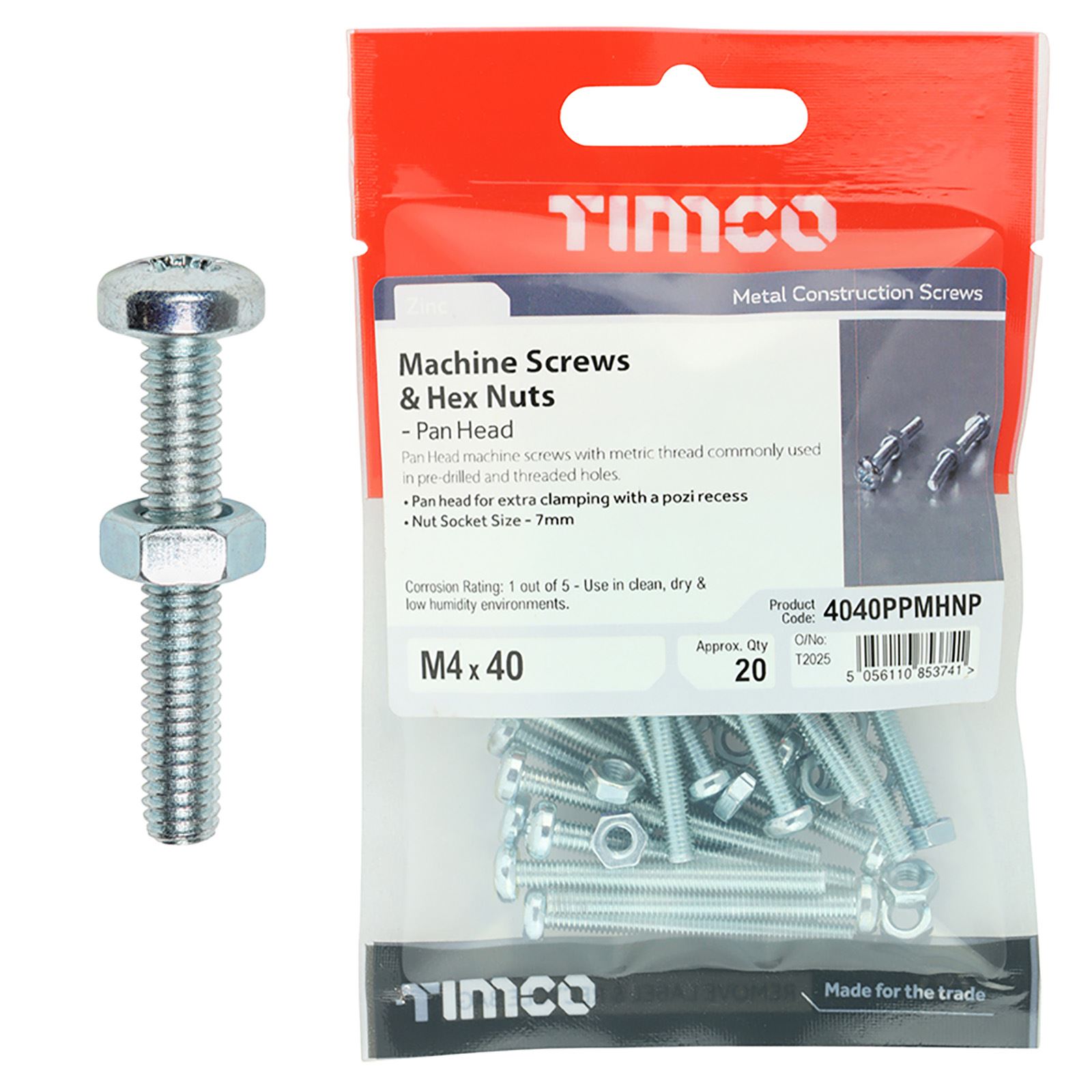 TIMCO Maschinenschrauben Linsenkopf mit Sechskantmutter Zink Pozi Kopf M4 M5 M6 - Bild 11 von 11