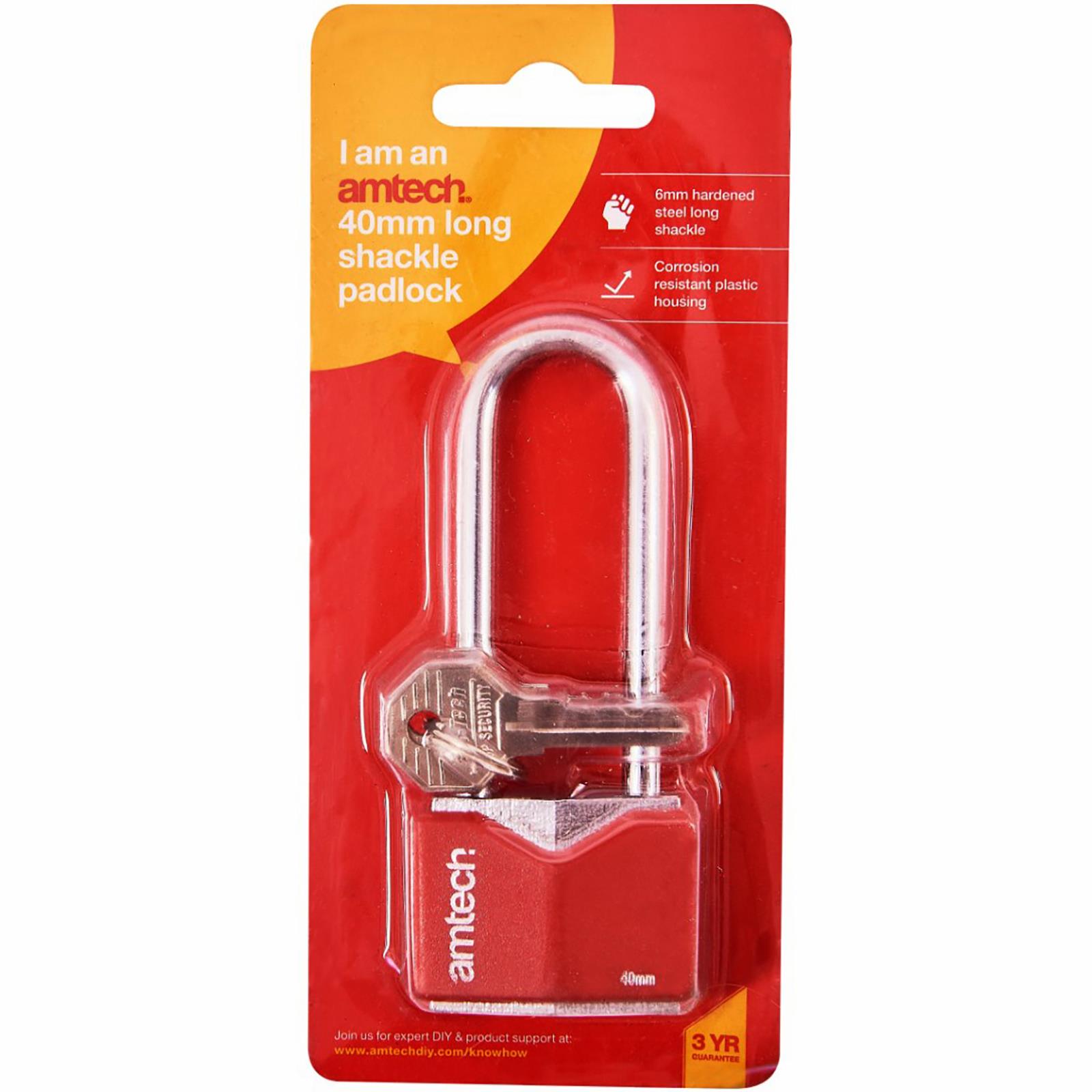 Amtech Long Shackle Padlock Rhombic Chrome Plated 40-50mm Anti-Pick - Picture 5 of 14