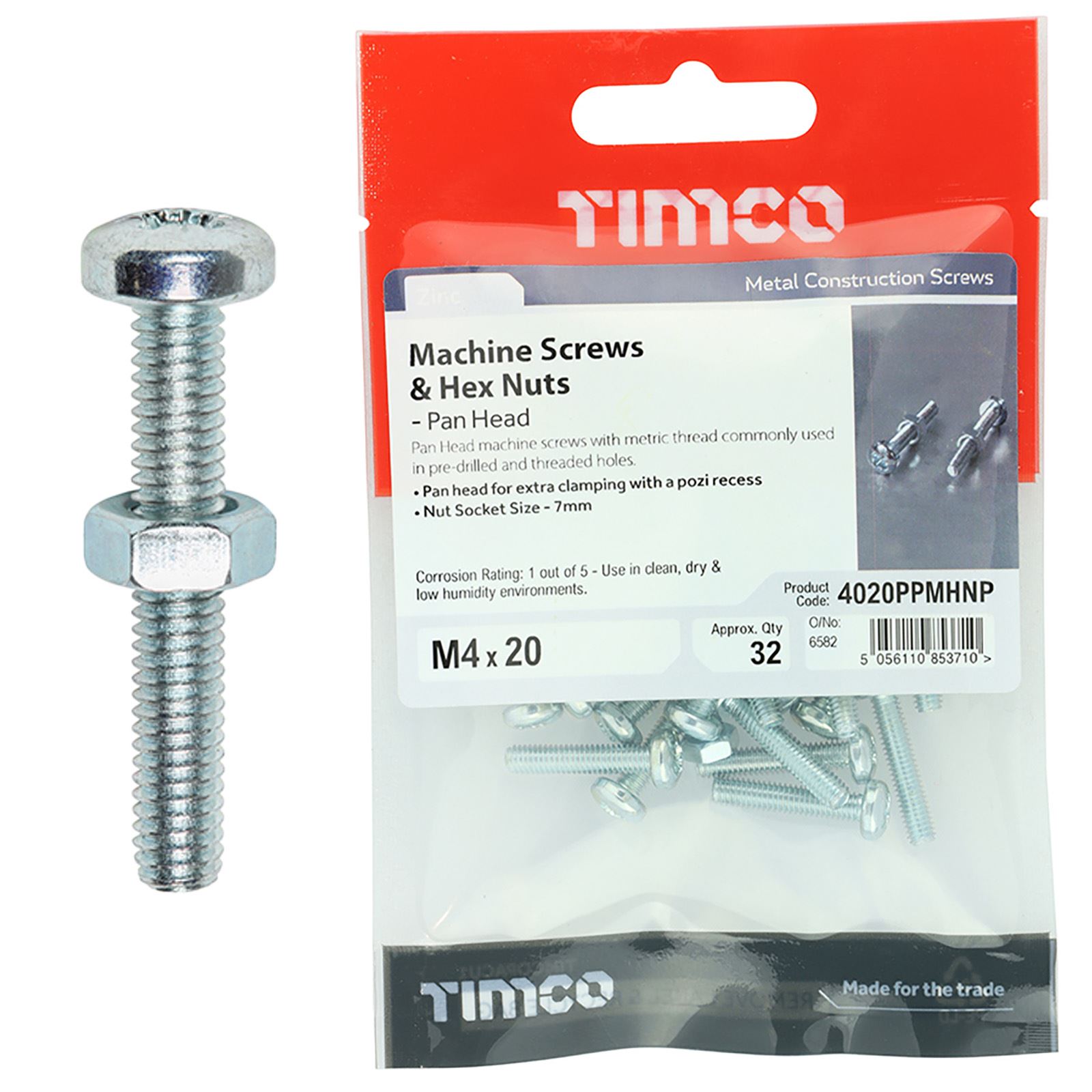 TIMCO Maschinenschrauben Linsenkopf mit Sechskantmutter Zink Pozi Kopf M4 M5 M6 - Bild 3 von 11
