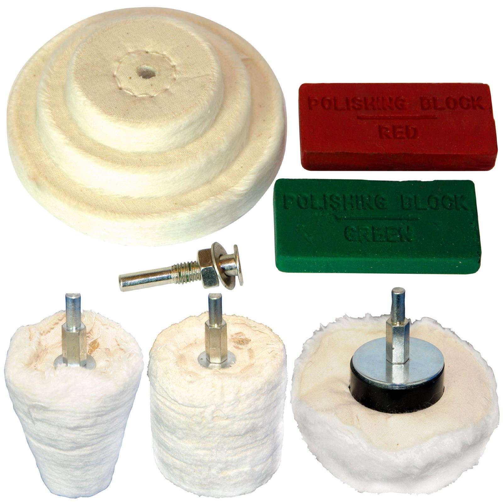 Silverline 9pc Polishing Kit Dome Goblet Cylinder Mop Buffing Wheel