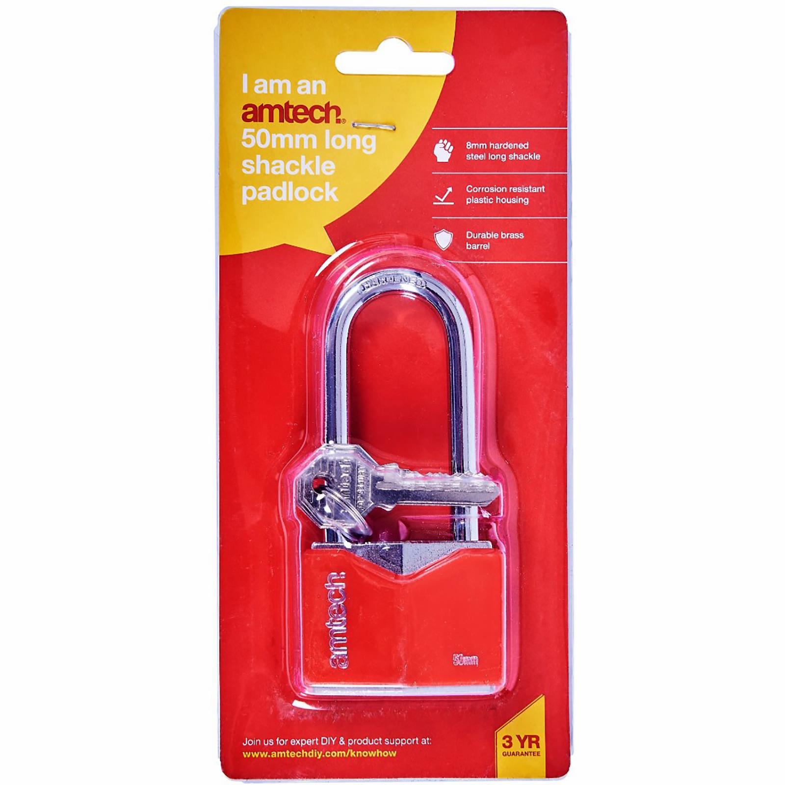Amtech Long Shackle Padlock Rhombic Chrome Plated 40-50mm Anti-Pick - Picture 11 of 14