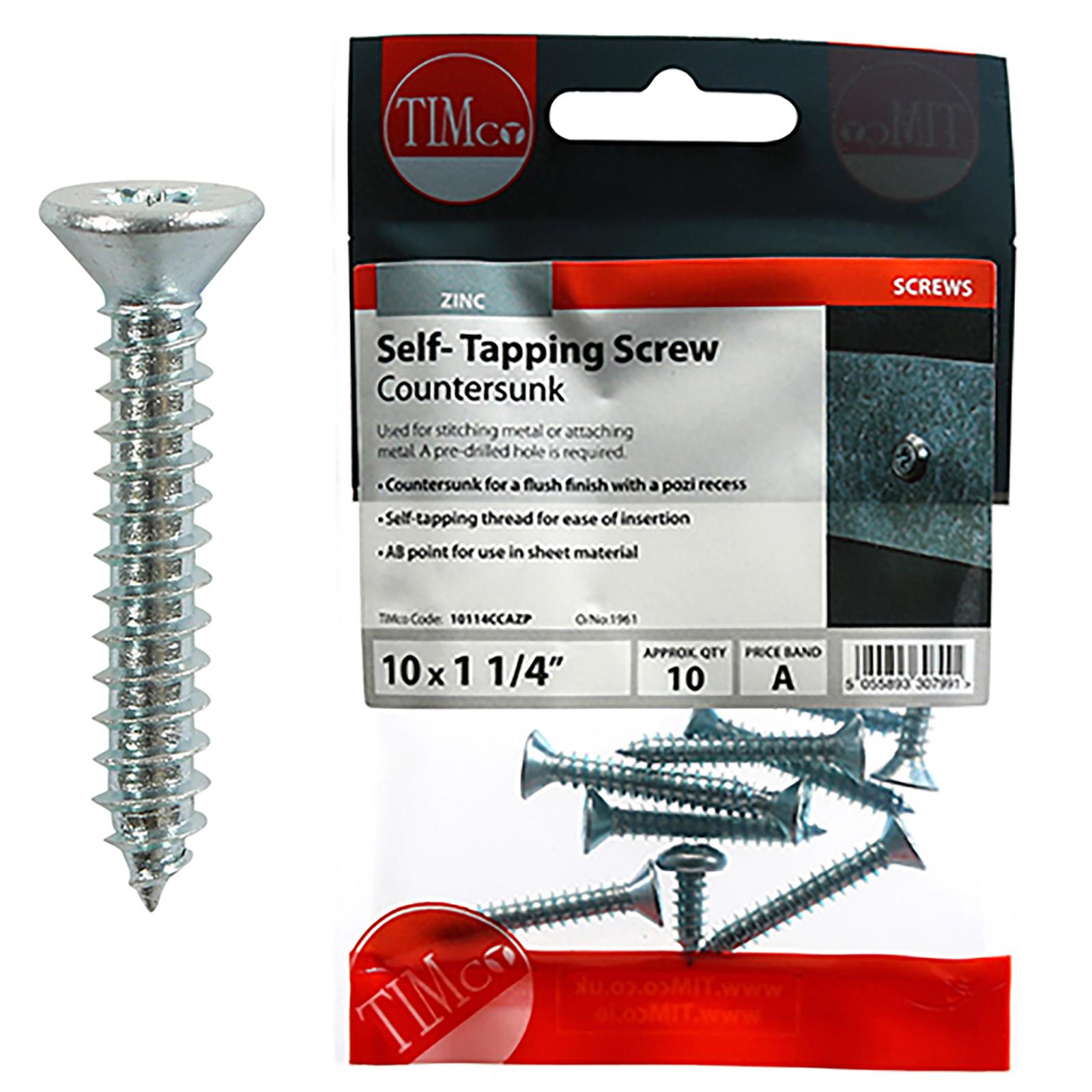 TIMCO Self Tapping Drilling Screws Zinc Metal Countersunk Head Tappers Pozi - Picture 20 of 24