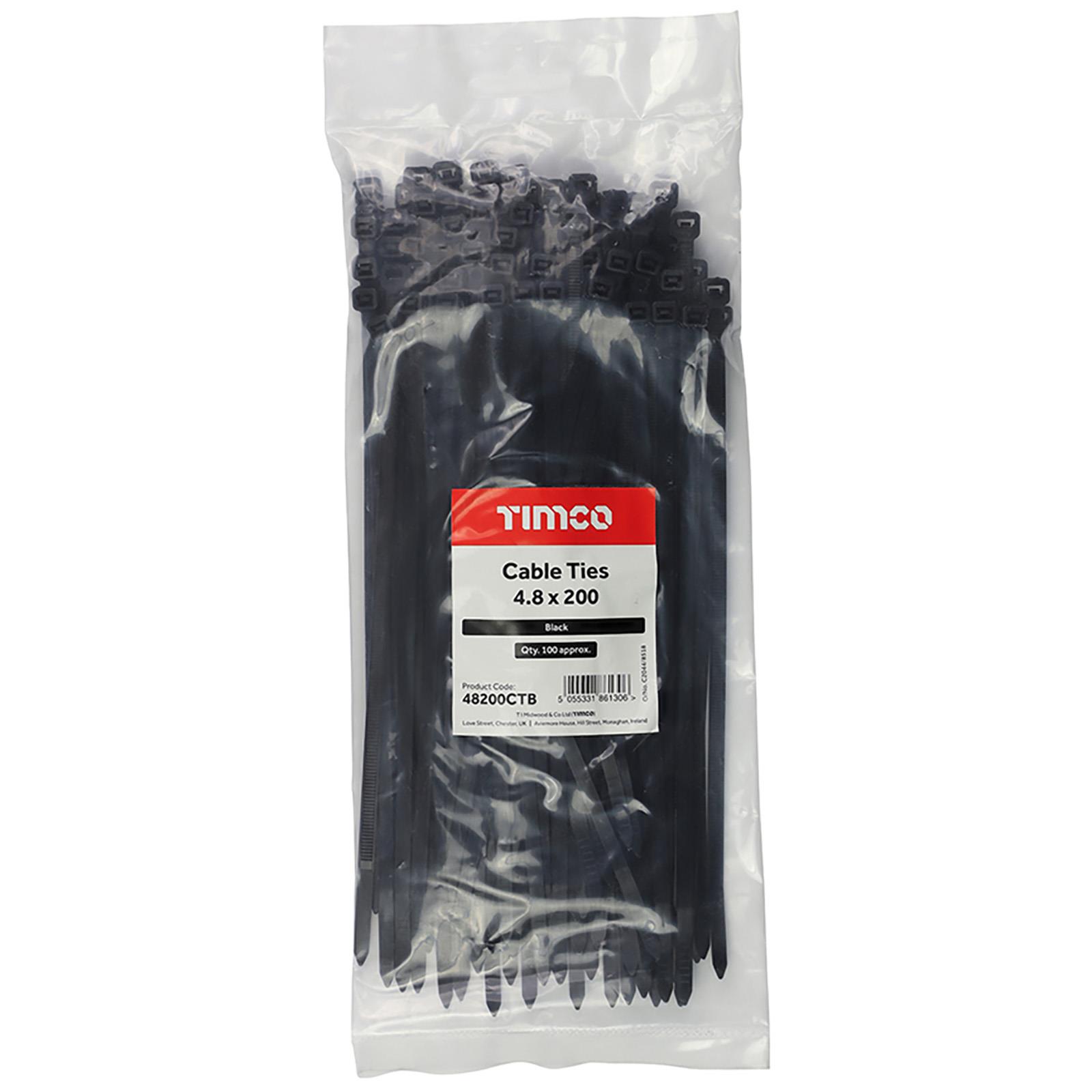 TIMCO Kabelbinder Zip Tie Wraps schwarz Kunststoff versch. Größen wählbar Länge - Bild 6 von 16