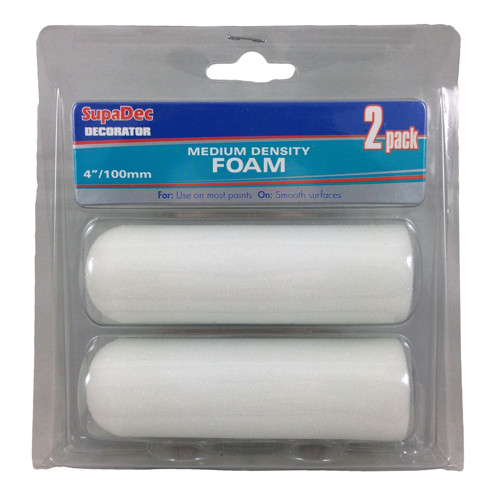 SupaDec 2pc 100mm Mini Roller Refills Medium Density Foam Paint Rollers