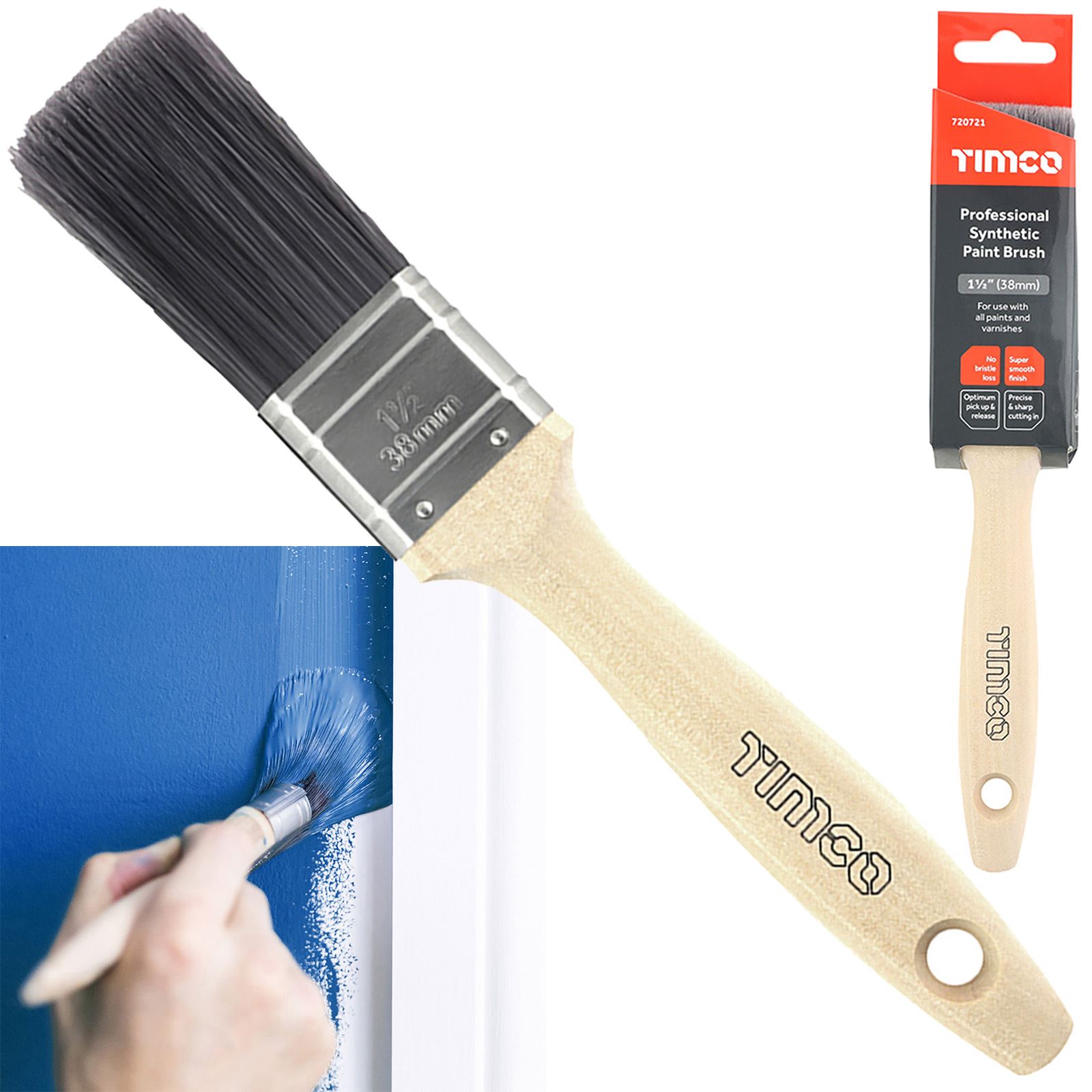 TIMCO Paint Brushes Professional Synthetic Decorating Brush 25-63mm Choose Size - Picture 4 of 6