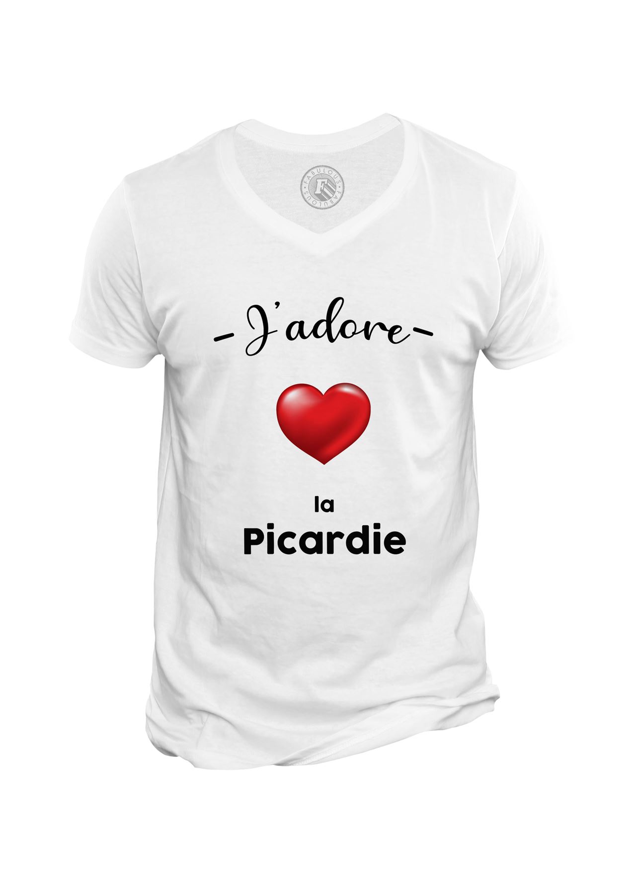 T Shirt Homme Col V J Adore La Picardie Region De France Amiens Ebay
