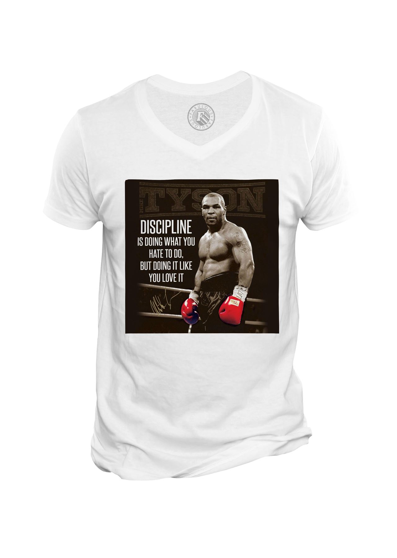 T Shirt Homme Col V Discipline Mike Tyson Boxer Citation Inspirante Anglais Moti Ebay