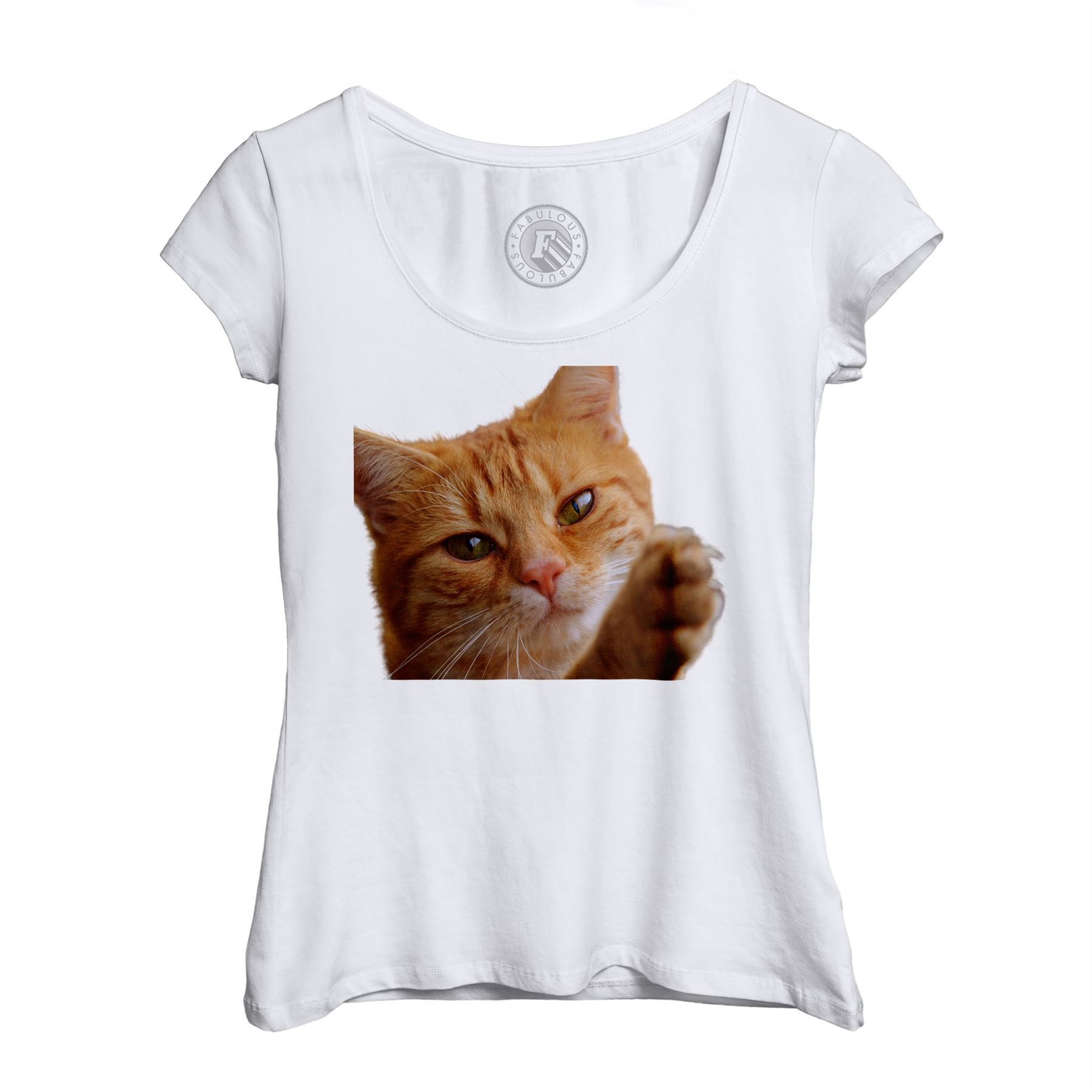 T Shirt Femme Col Echancre Chat Roux Poil Long Mignon Animale De Compagnie Ebay