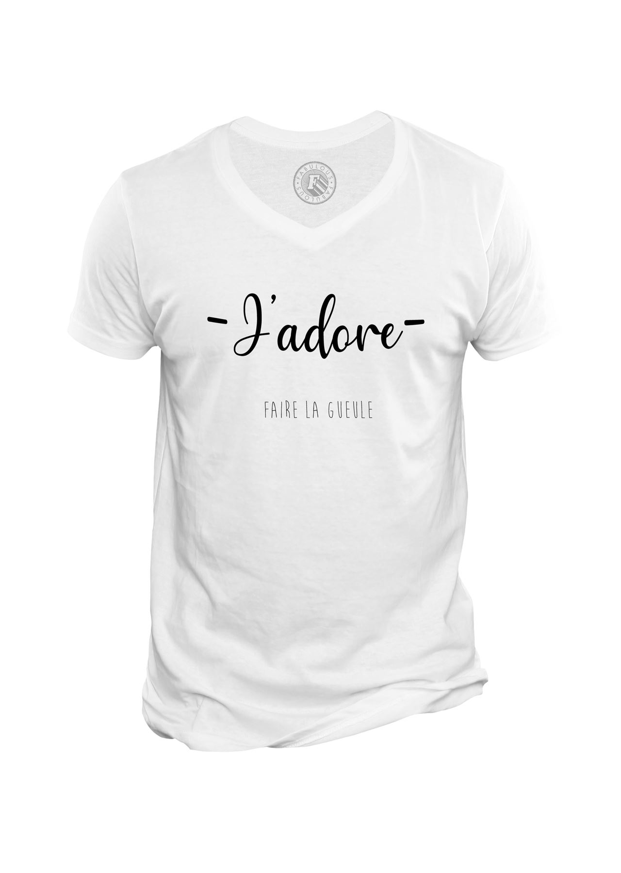 Détails Sur T Shirt Homme Col V Jadore Faire La Gueule Humour Drole