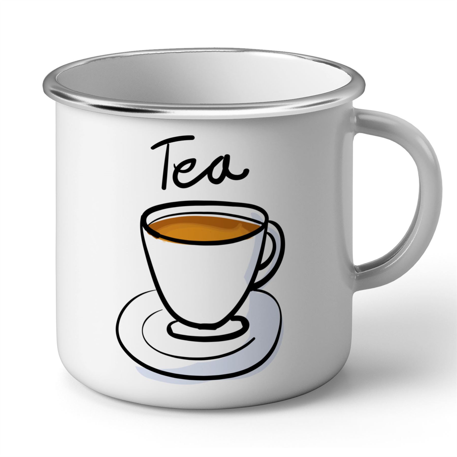 Mug En Metal Emaille The Tasse De The Dessin Art Work Tea Ebay