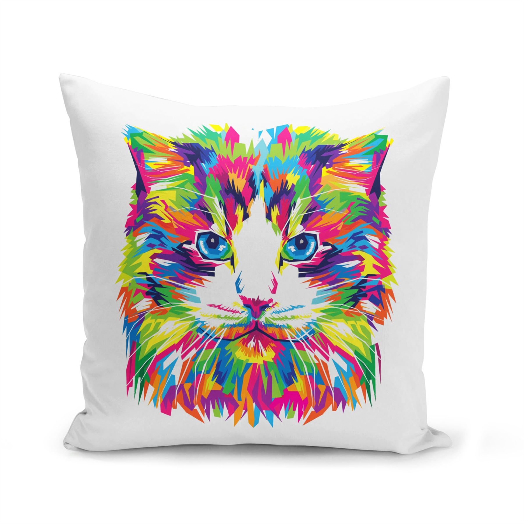 Détails Sur Housse De Coussin 40x40 Cm Dessin Chat Multicolor Persan Art Chat Domestique