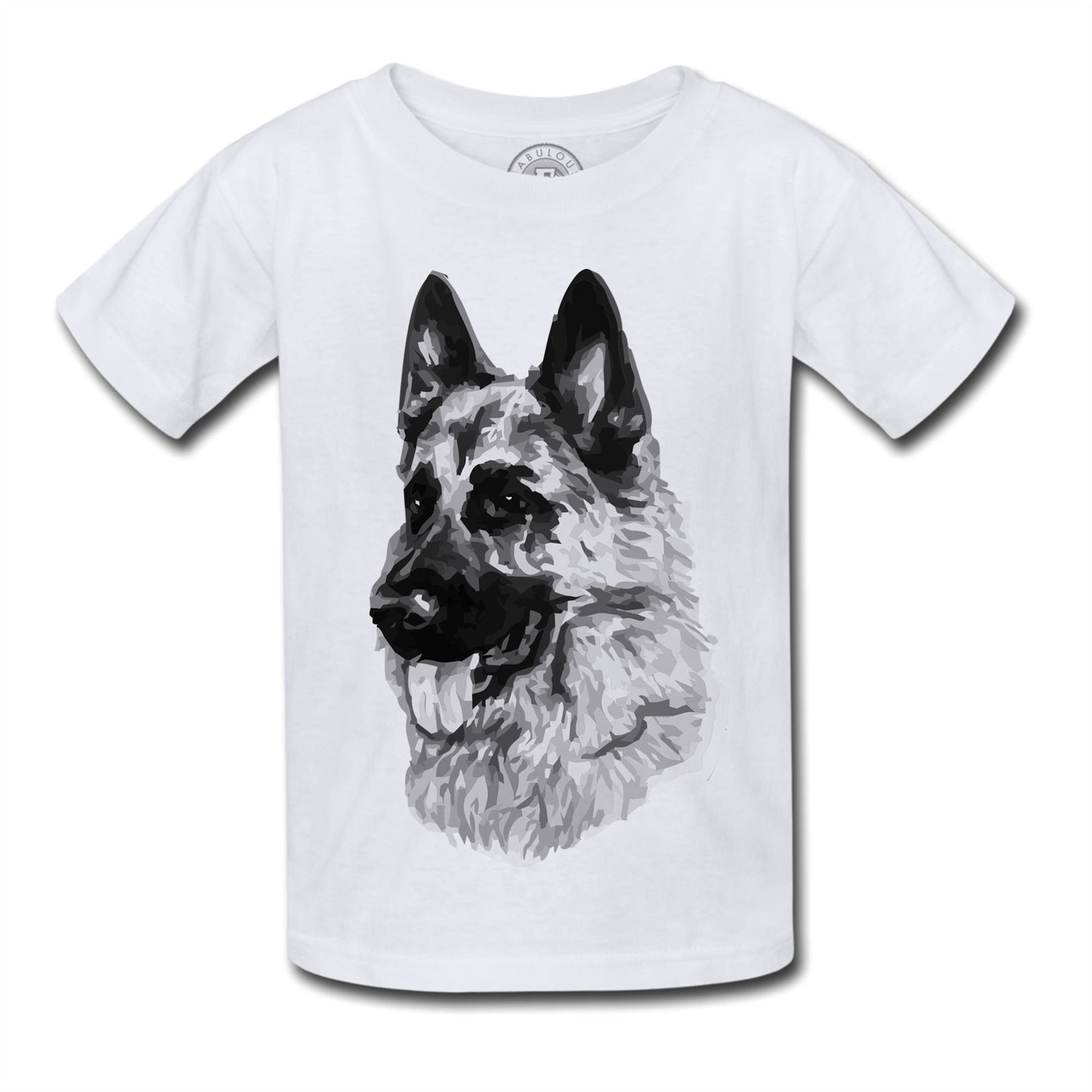 Détails Sur T Shirt Enfant Berger Allemand Gros Chien Art Encre Noir Et Blanc Mignon