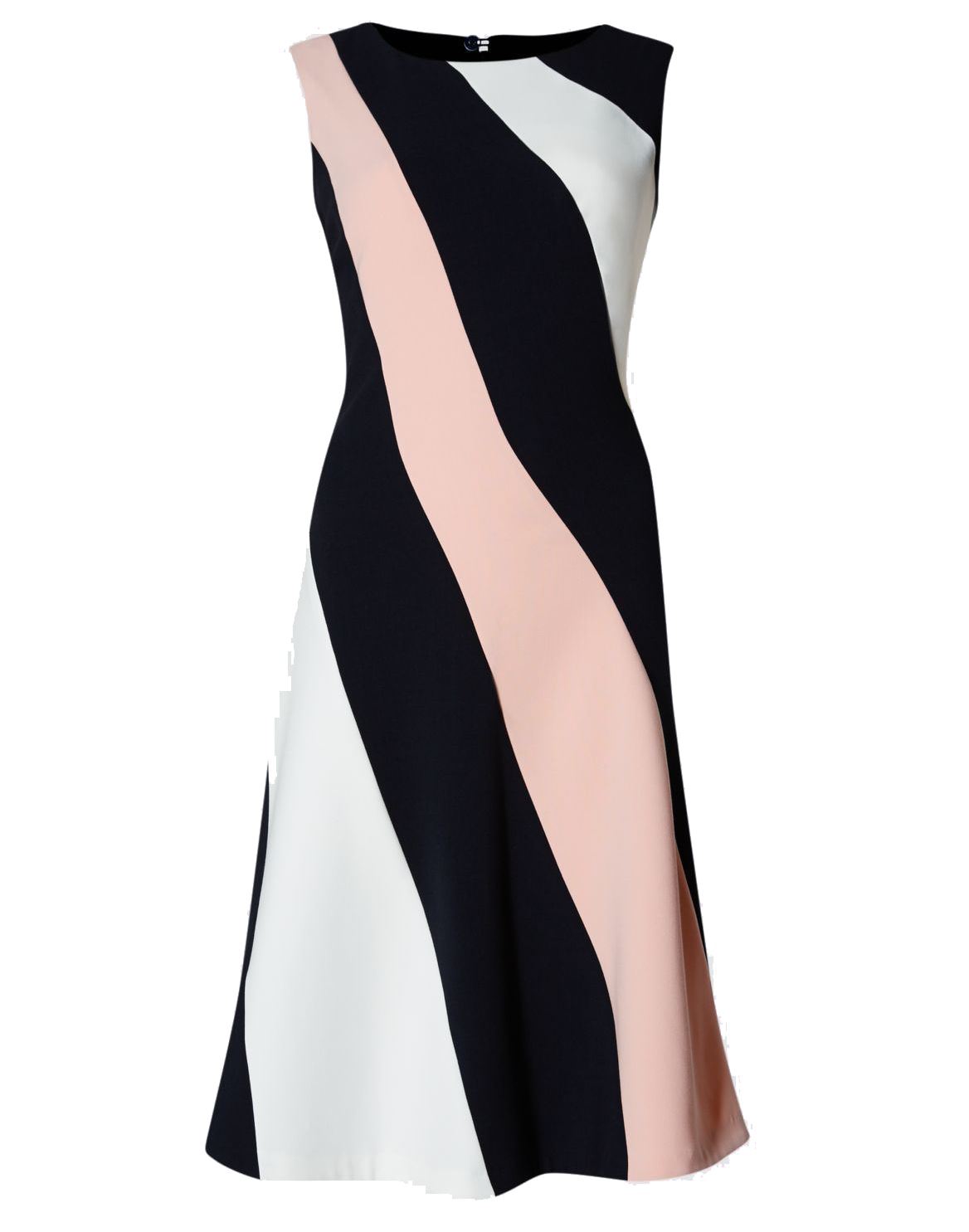 dark blue and white striped dress