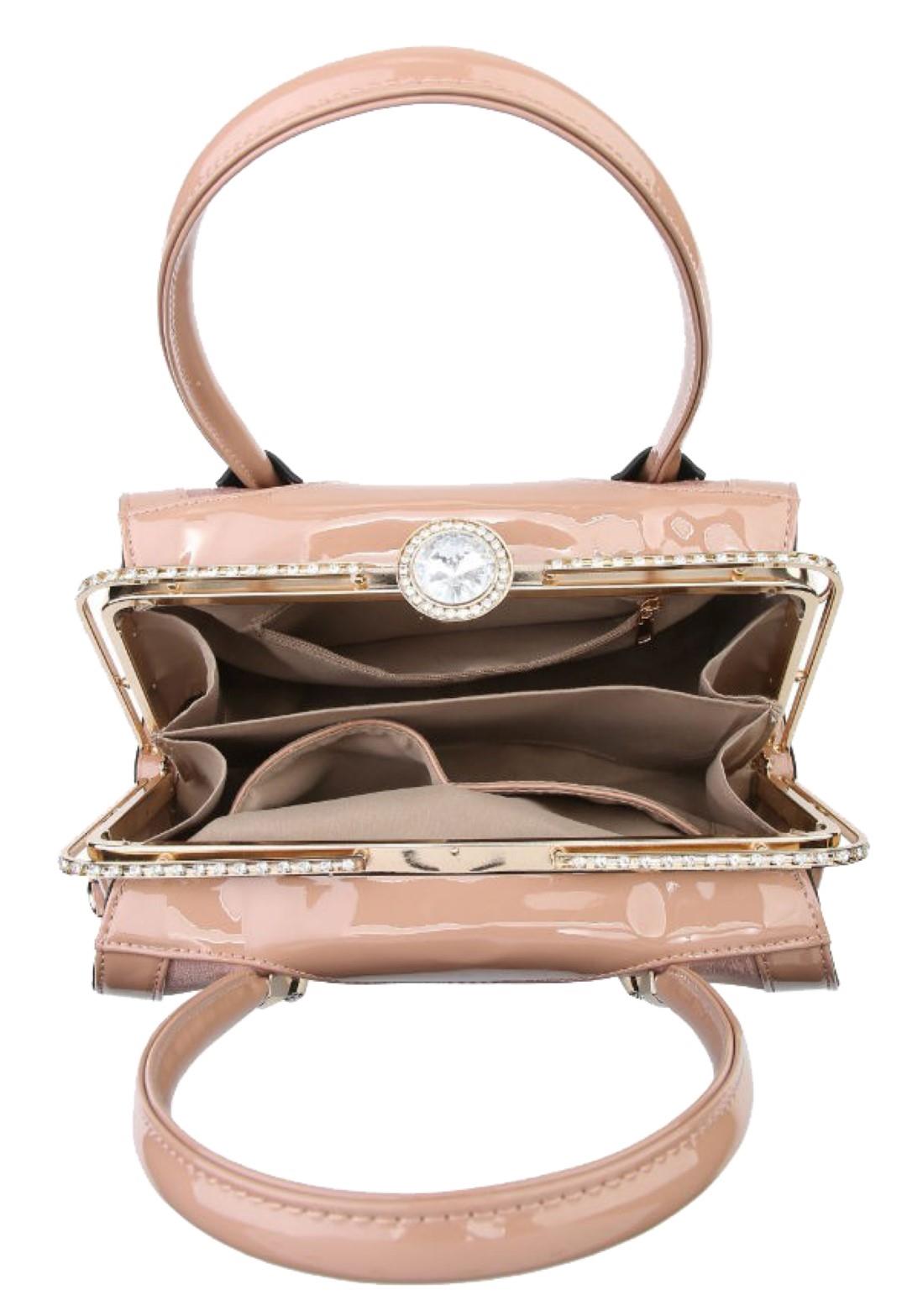 Womens Suede Look Handbag Hard Case Glossy Trim Details eBay