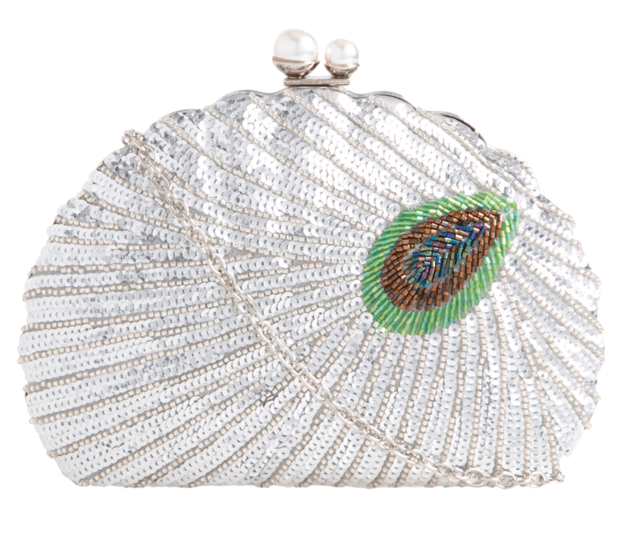 Womens Sequins Peacock Tail Clutch Bag Rigid Shape Evening Bag - Picture 4 of 7