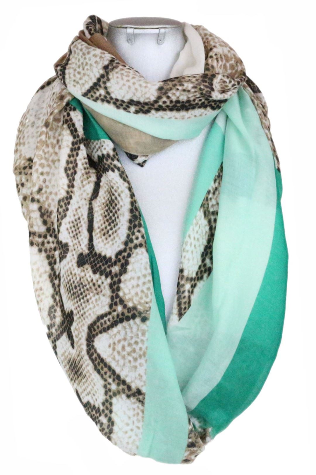 Womens Chiffon Snake Skin Border Print Scarf Long Wrap Shawl Fashion