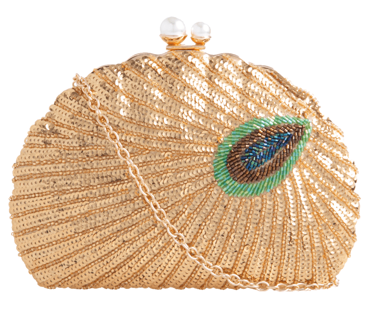 Womens Sequins Peacock Tail Clutch Bag Rigid Shape Evening Bag - Picture 3 of 7