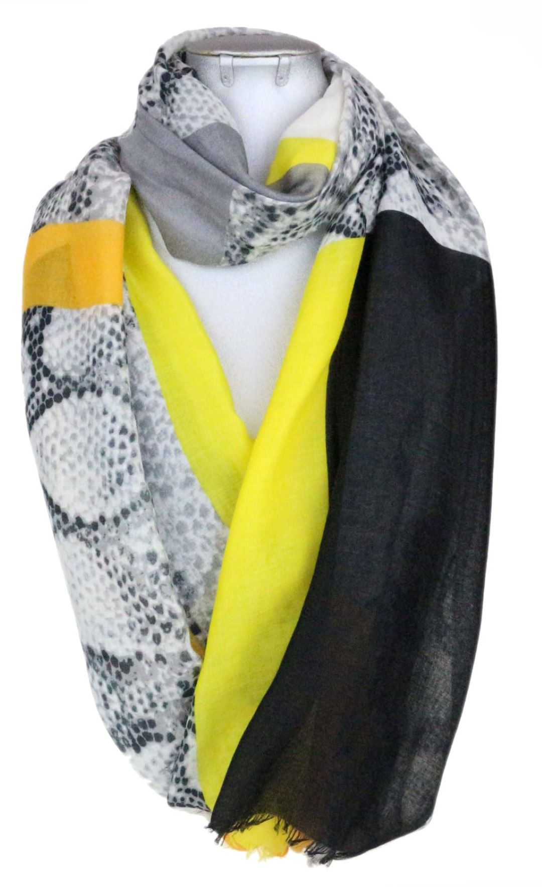 Womens Chiffon Snake Skin Border Print Scarf Long Wrap Shawl Fashion