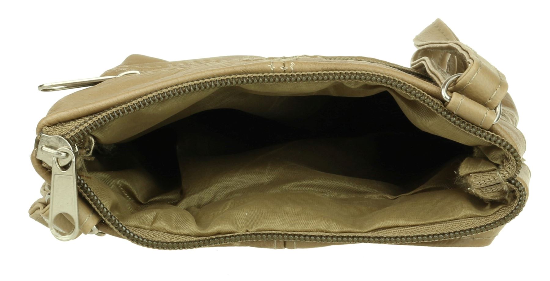 Womens Genuine Leather Shoulder Bag Asymmetric Zip Soft Stitched Crossbody