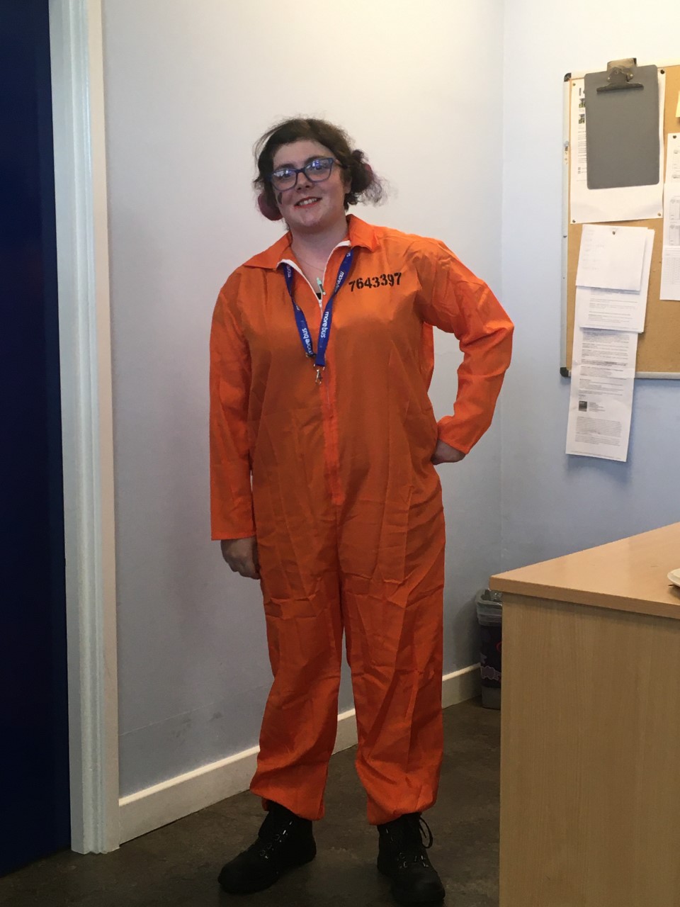 Photo of a morebus bus driver dressed as a prisoner